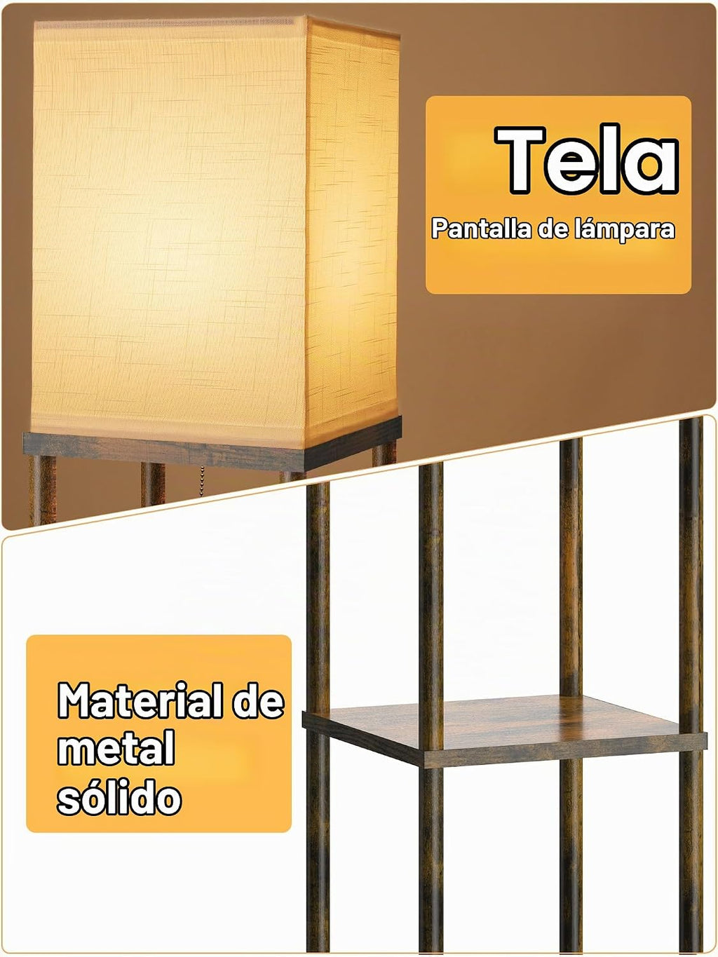 PARTPHONER - Lámpara de pie con estantes para sala de estar, pack d...