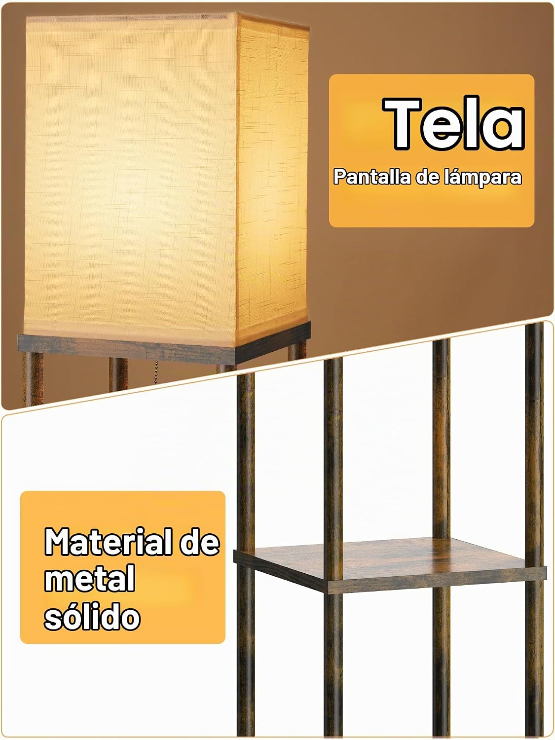 PARTPHONER - Lámpara de pie con estantes para sala de estar, pack d...