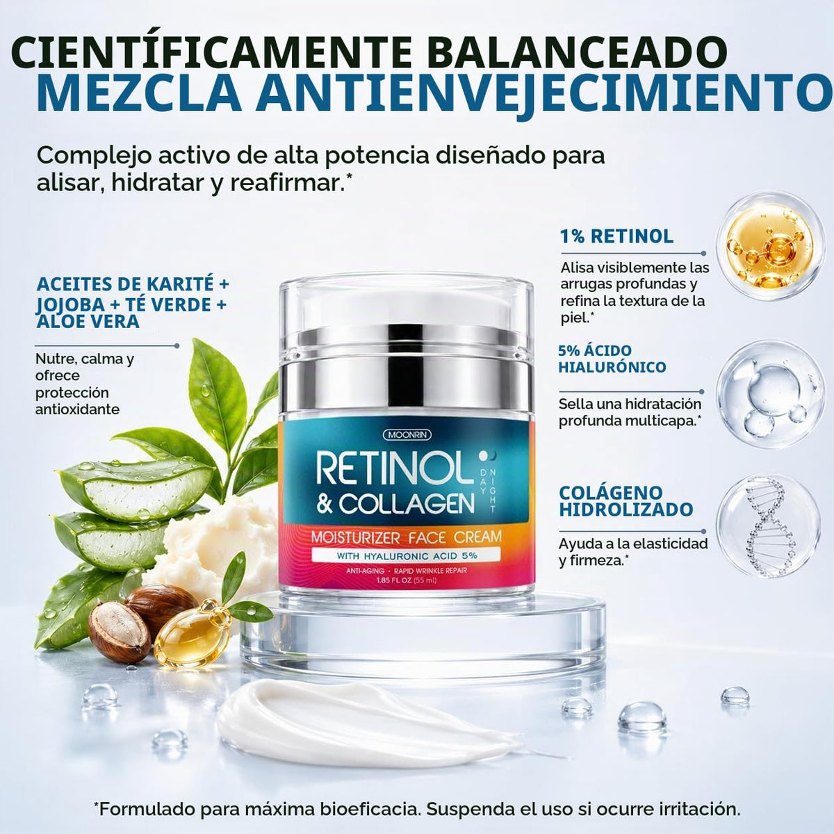 Crema de retinol para cara, paquete de 2 \u2013 Hidratante antienve...