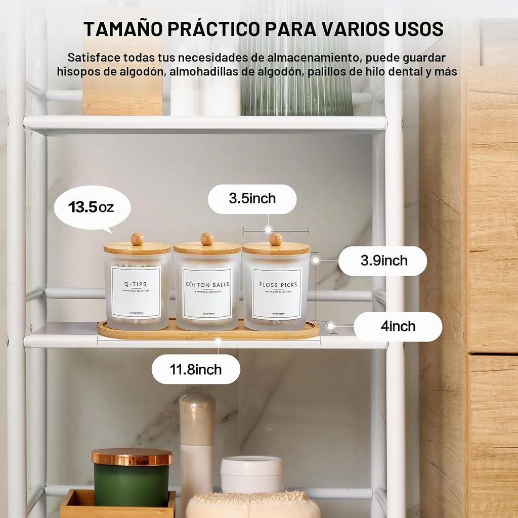 Paquete de 3 Soportes para Hisopos Qtip para Baño con Bandeja, Sopo...