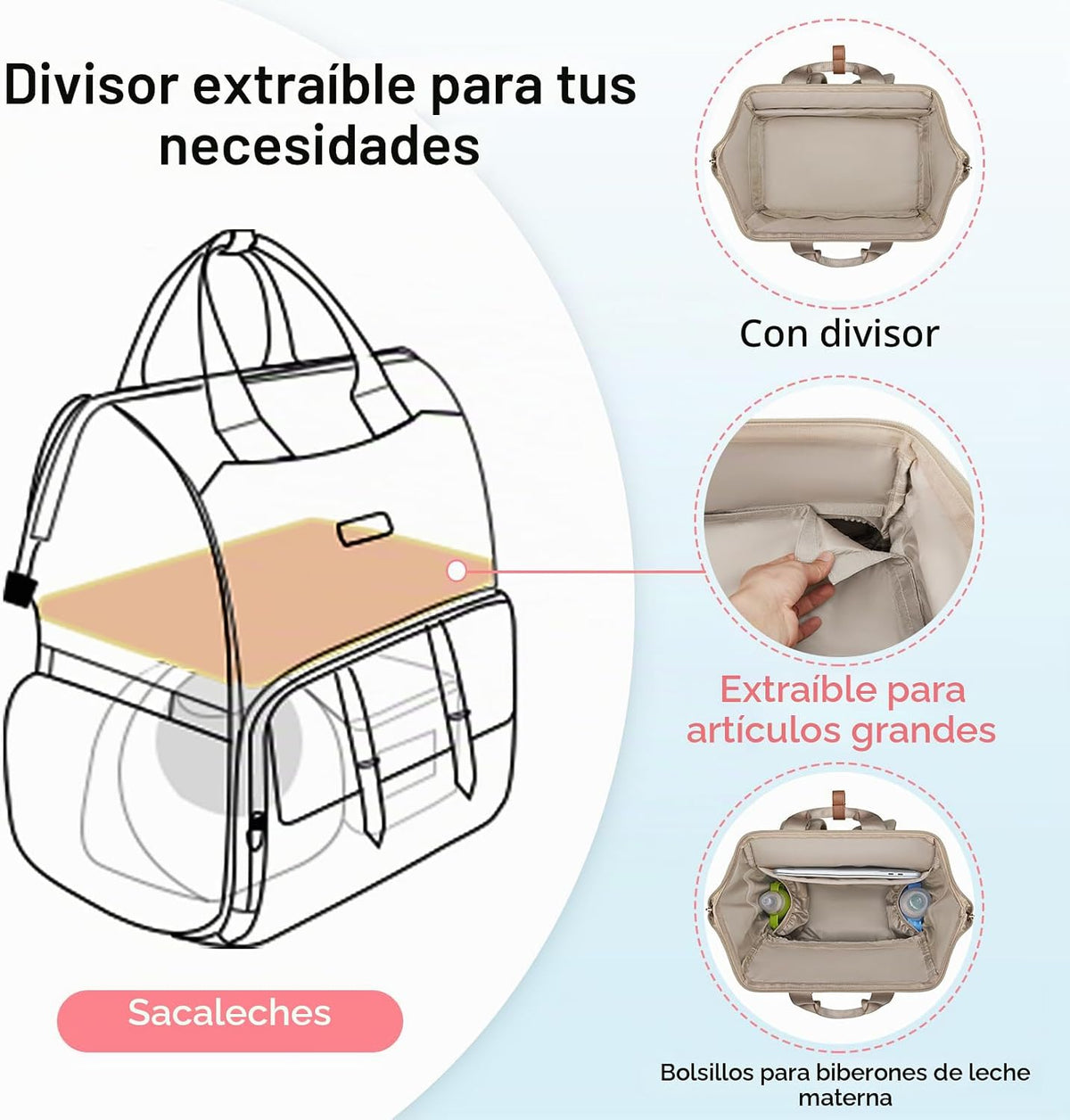 mommore Mochila para pañales, mochila para extractor de leche para...