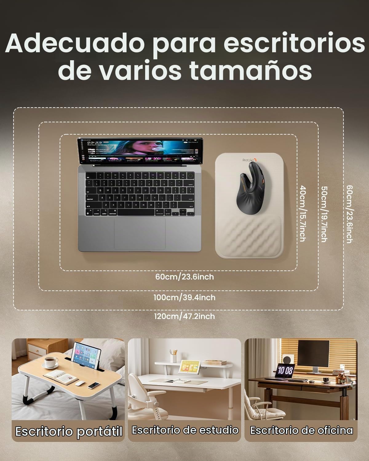 ProtoArc MP50 - Alfombrilla de mouse ergonómica con reposamuñecas,...