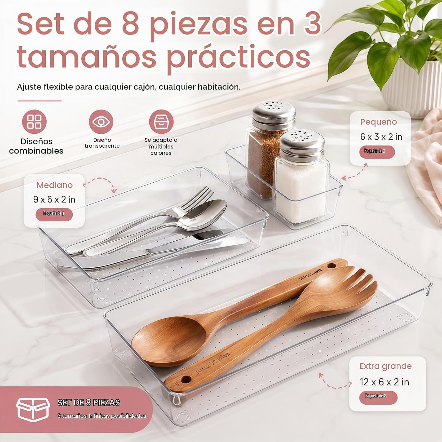 CHOWAY - Paquete de 8 bandejas organizadoras grandes de plástico |...