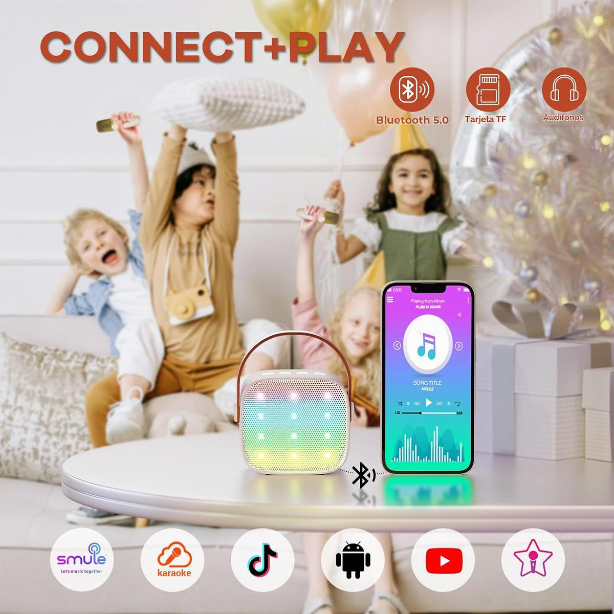 YLL Mini máquina de karaoke con 2 micrófonos inalámbricos, regalos...