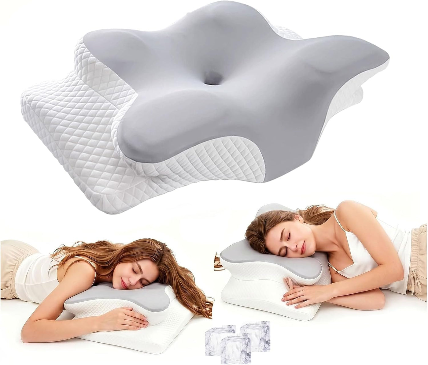 Ergo - Almohada cervical cervical para dormir, almohadas de espuma...