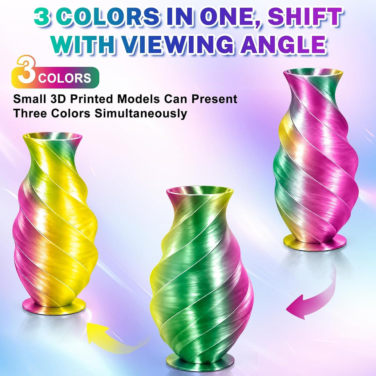 Colourbing Filamento de seda tricolor PLA+ para impresora 3D de 0.0...