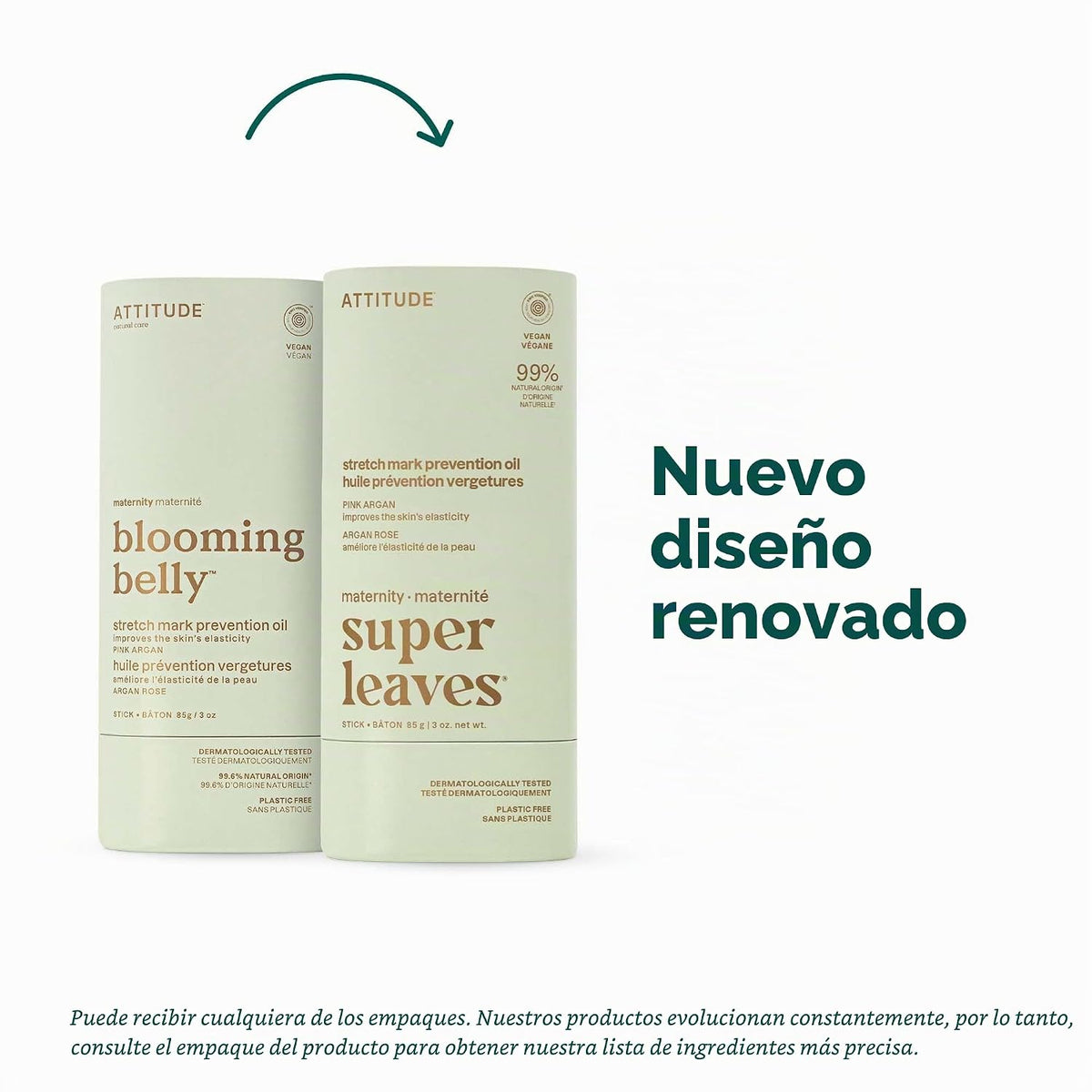 ATTITUDE Aceite de prevención de estrías para embarazo, sin plástic...