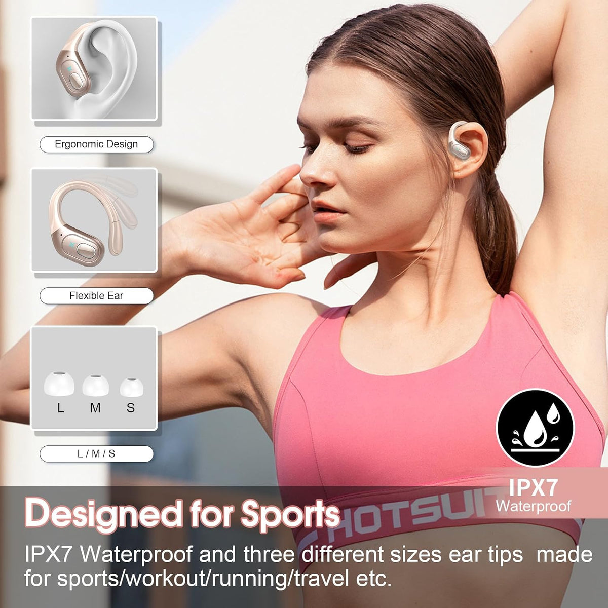 Aptkdoe Auriculares inalámbricos 75H Bluetooth 5.4 Auriculares depo...