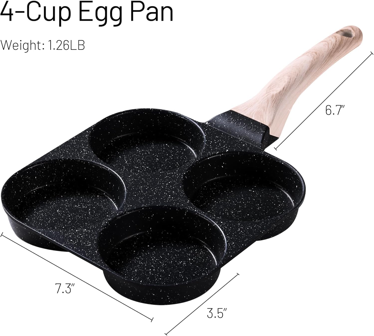 CAROTE Sartén para huevos de granito antiadherente para 4 tazas, ne...