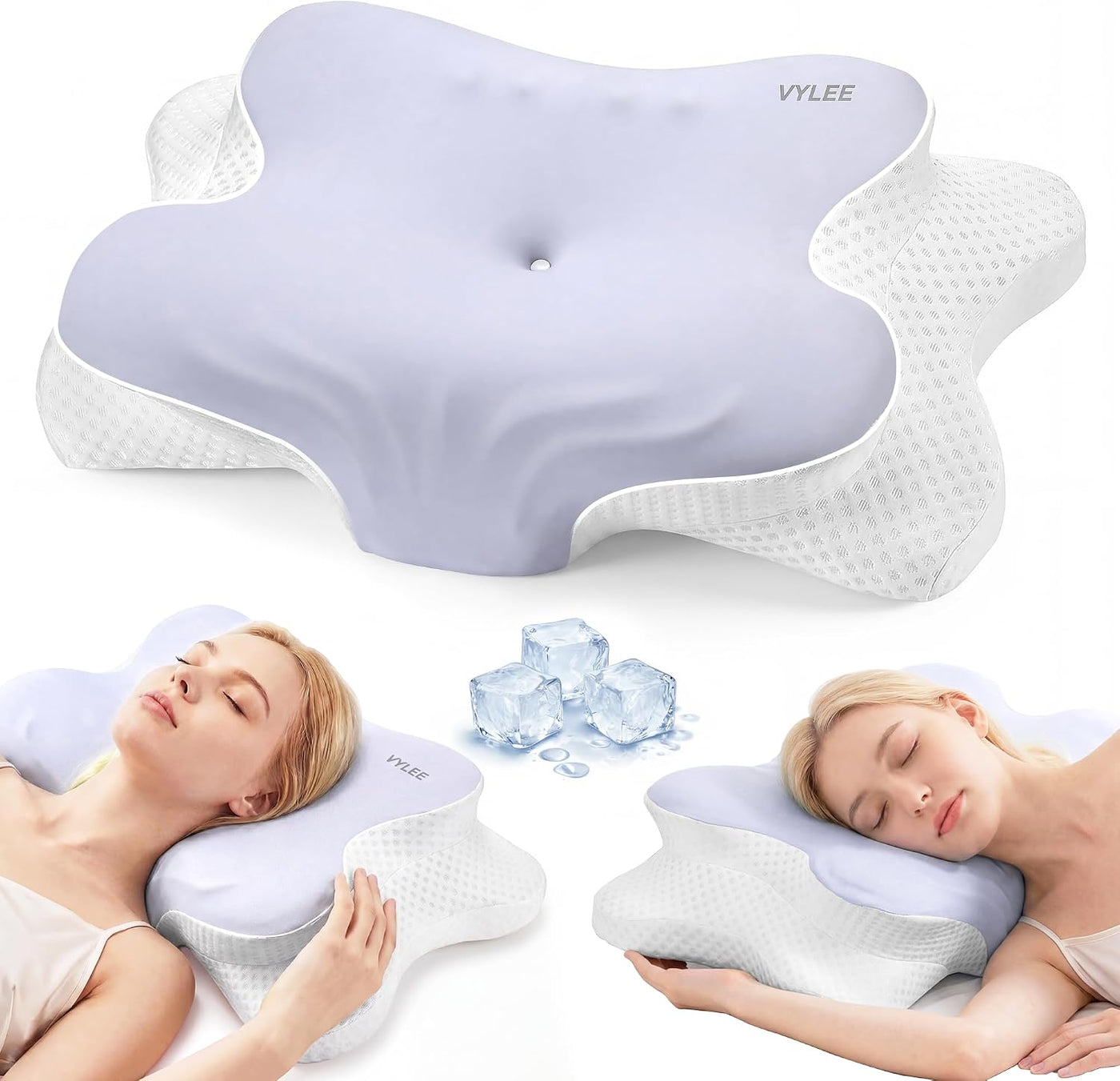 VYLEE Almohada cervical para el cuello, almohada de contorno de esp...