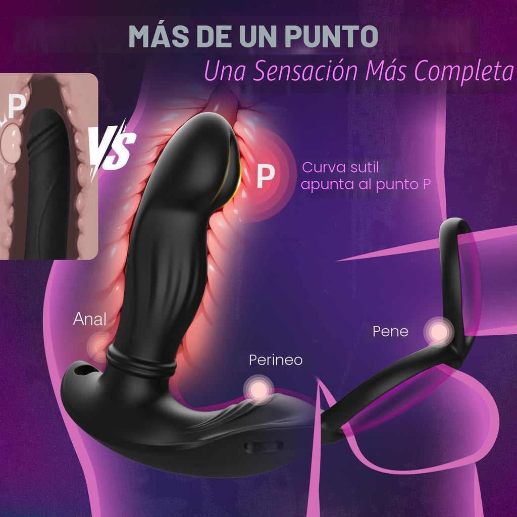 Vibrador anal con masajeador de próstata de empuje portátil, juguet...