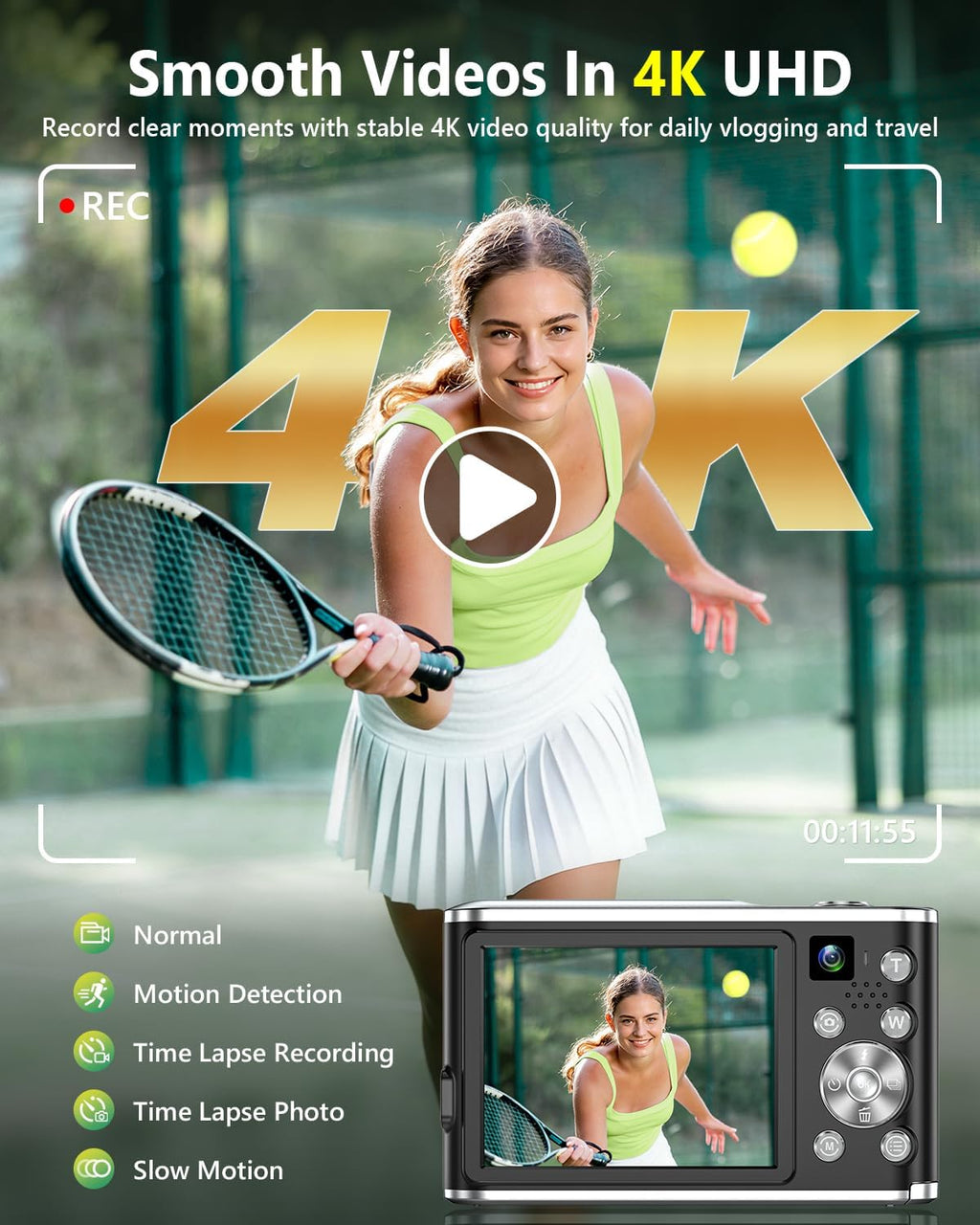 Cámara digital 4K mejorada 2026 para fotografía, cámara digital com...