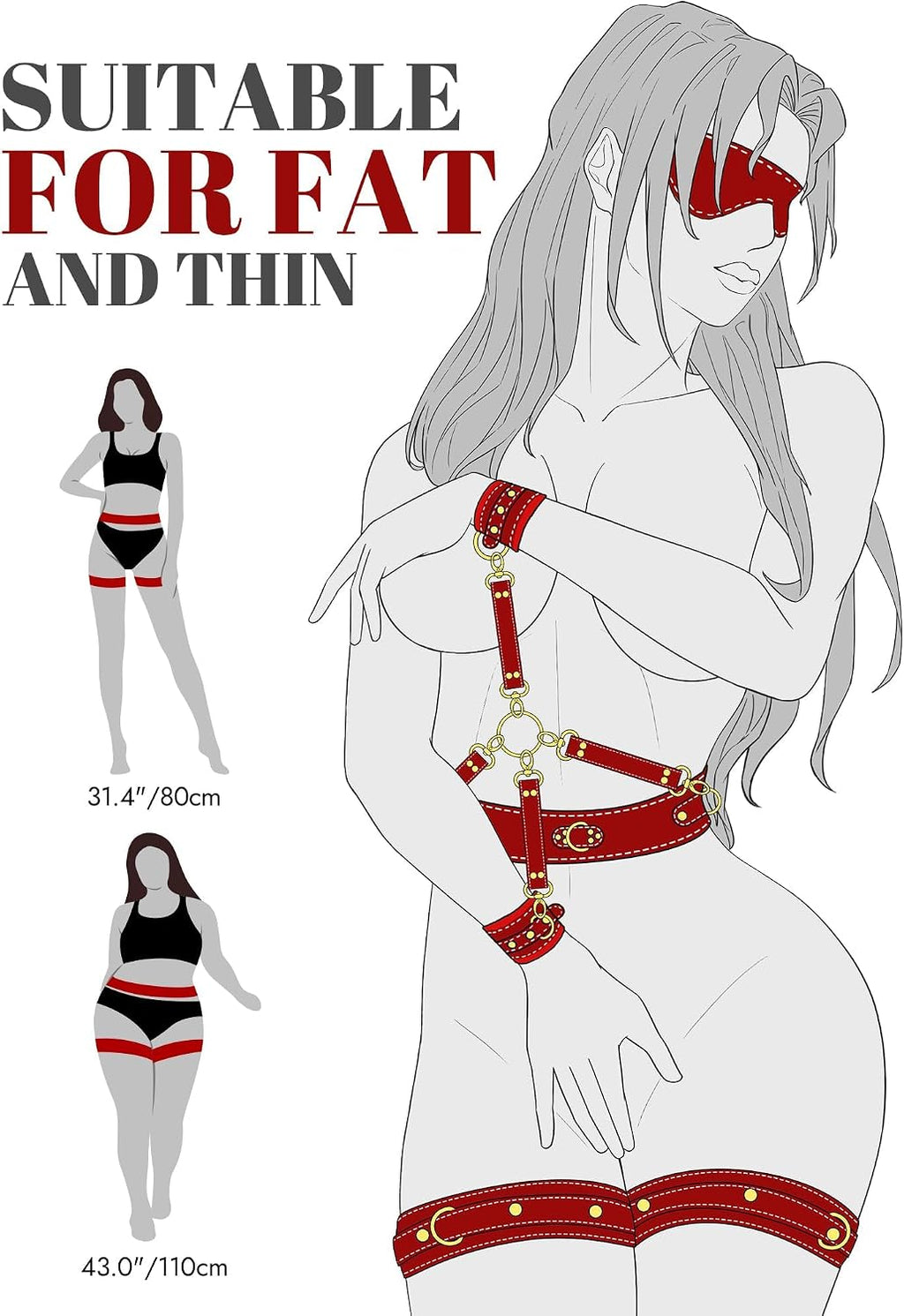 UTIMI Kit de sujeción sexual BDSM, juego de 6 piezas con esposas aj...