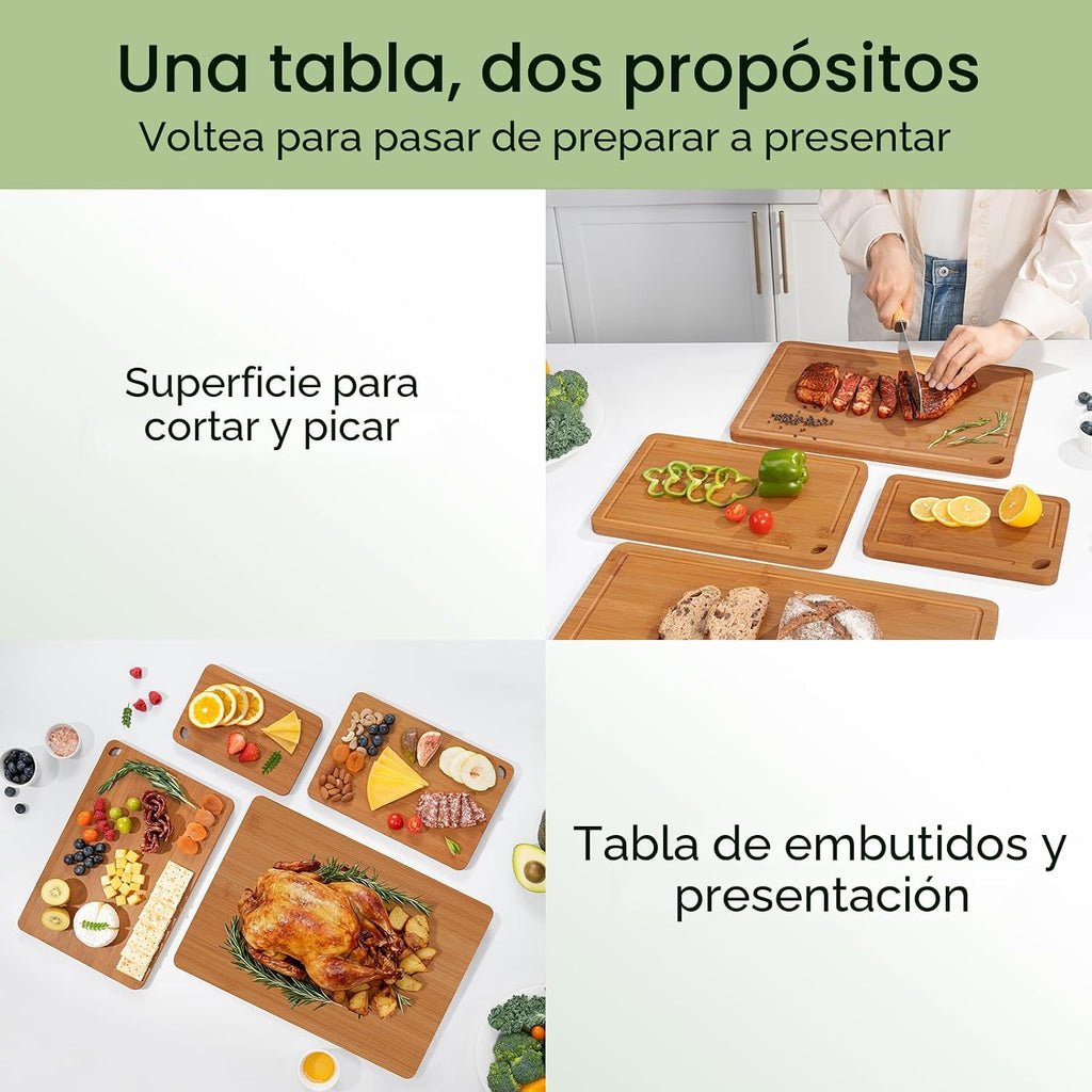 Tabla de cortar de bambú, tablas de cortar de madera duradera para...