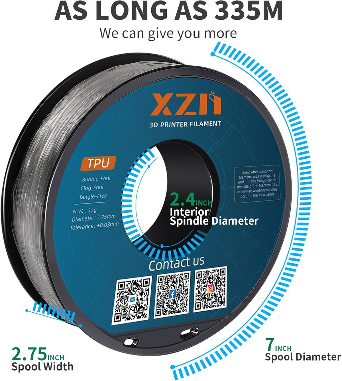 XZN - Filamento TPU 95A 1.75mm, filament flexible suave 95A para im...