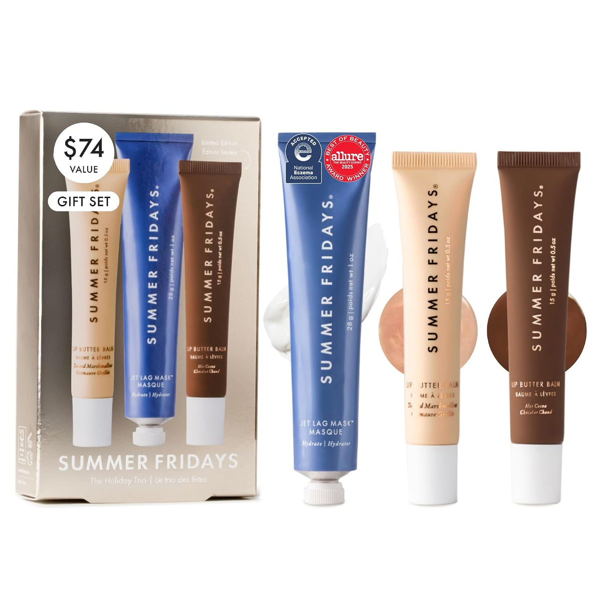 Summer Fridays Hydration Trio - Máscara de jet lag tamaño viaje + b...