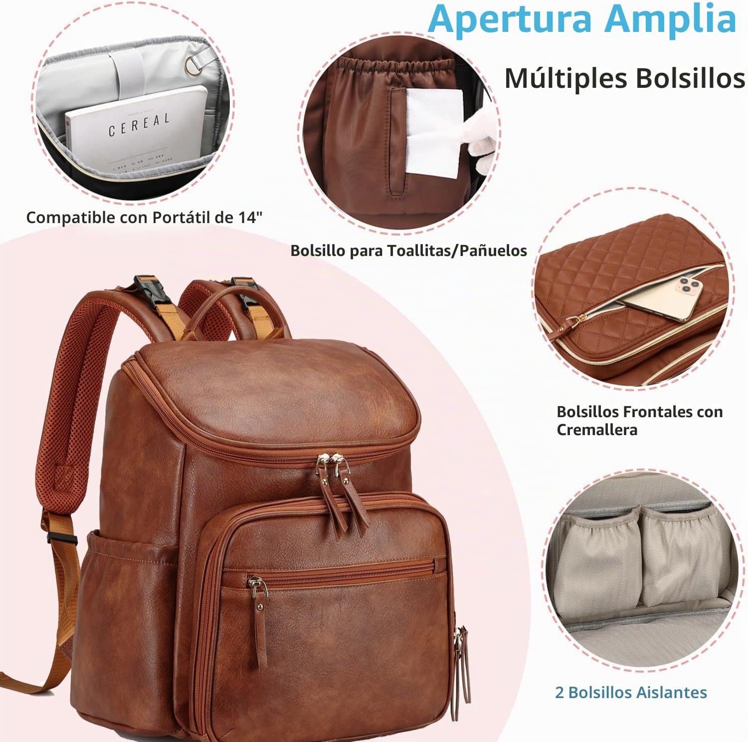 LORADI Mochila ligera para pañales, mediana | Clips para cochecito,...