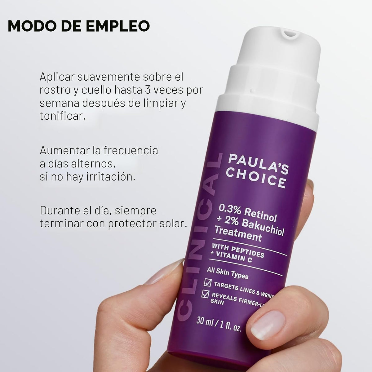 Paula's Choice CLINICAL 0.3% Retinol + 2% Bakuchiol, suero anti...