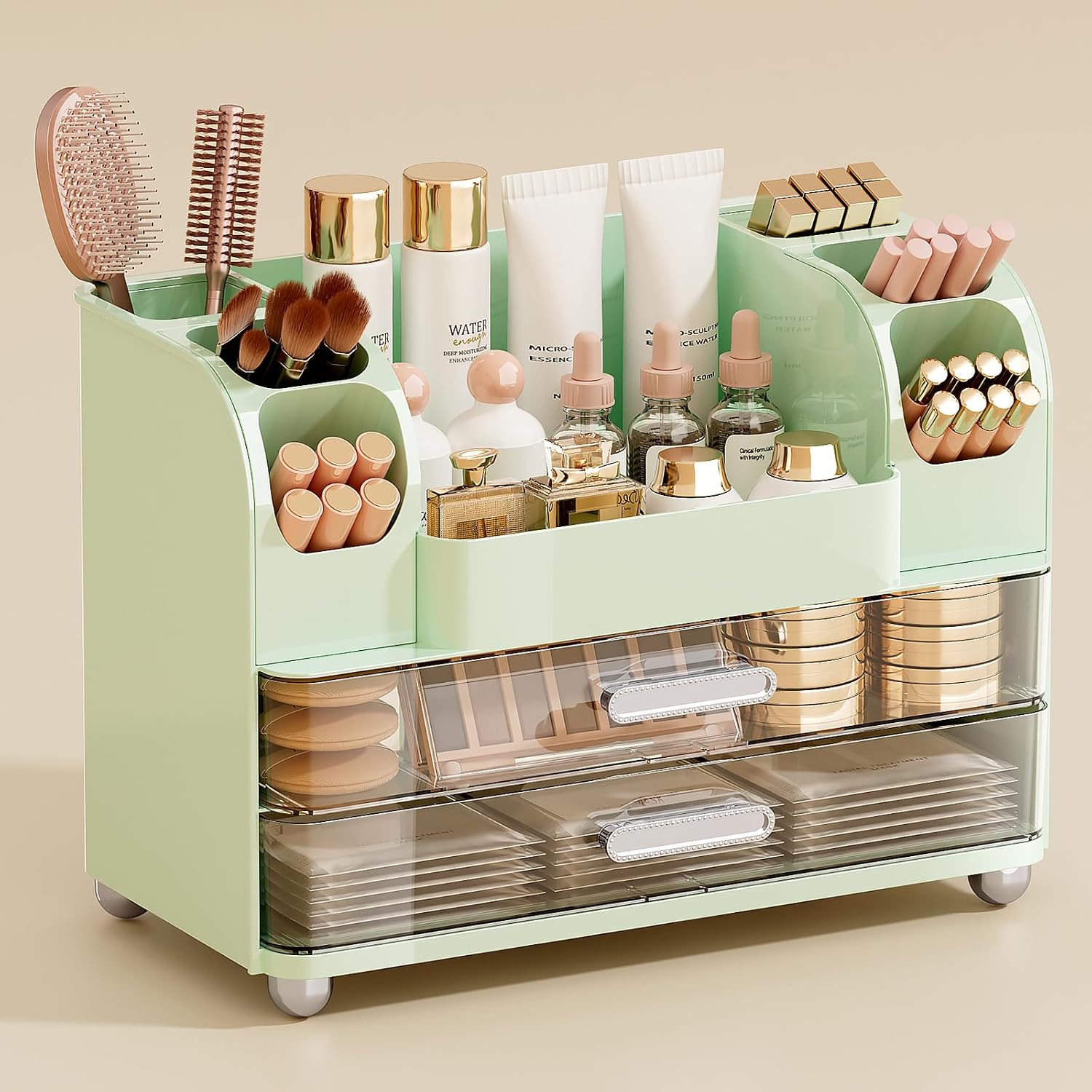 UFORU Organizador de maquillaje para tocador con 2 cajones grandes,...