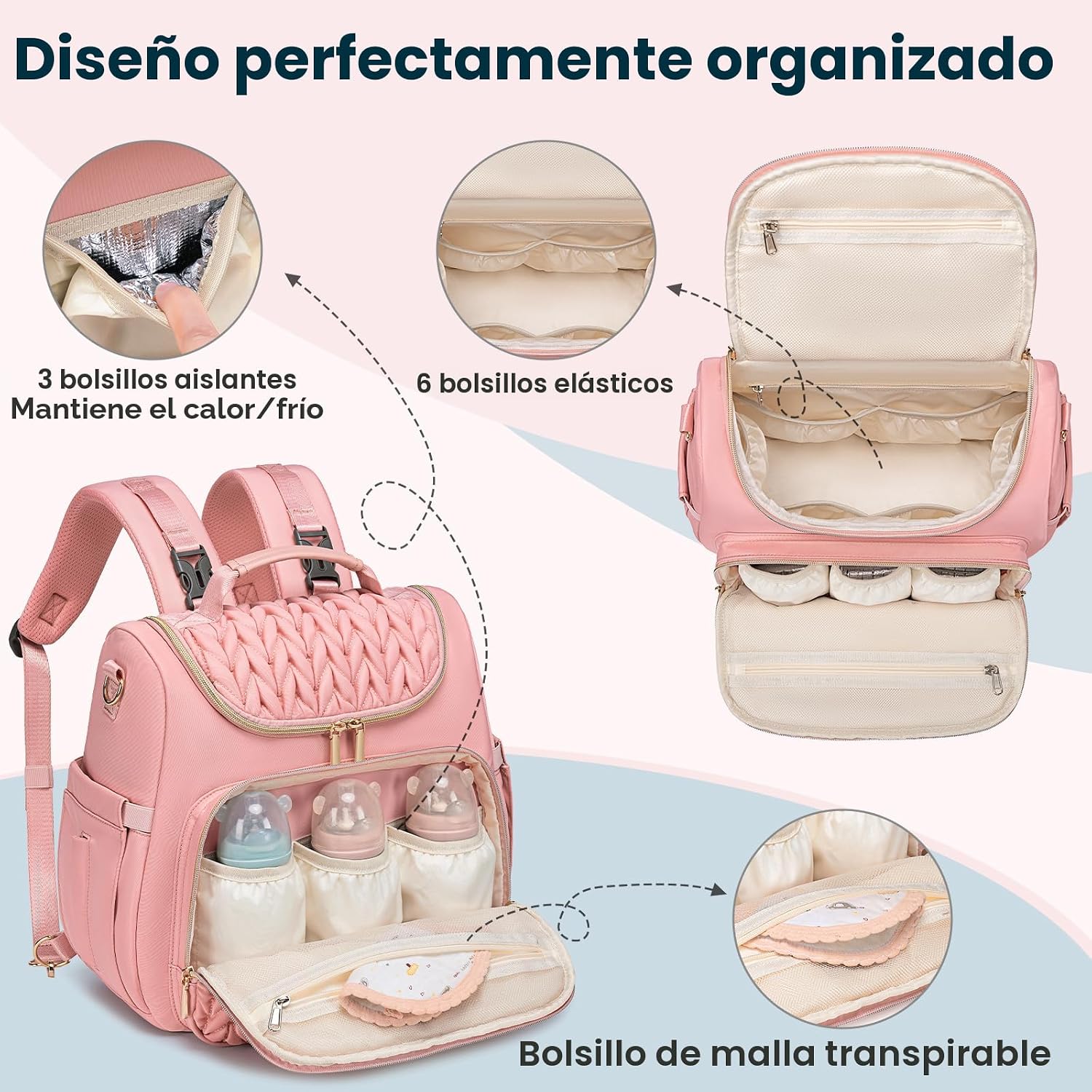 Tealari Mochila de pañales convertible 4 en 1, bolsa de pañales imp...