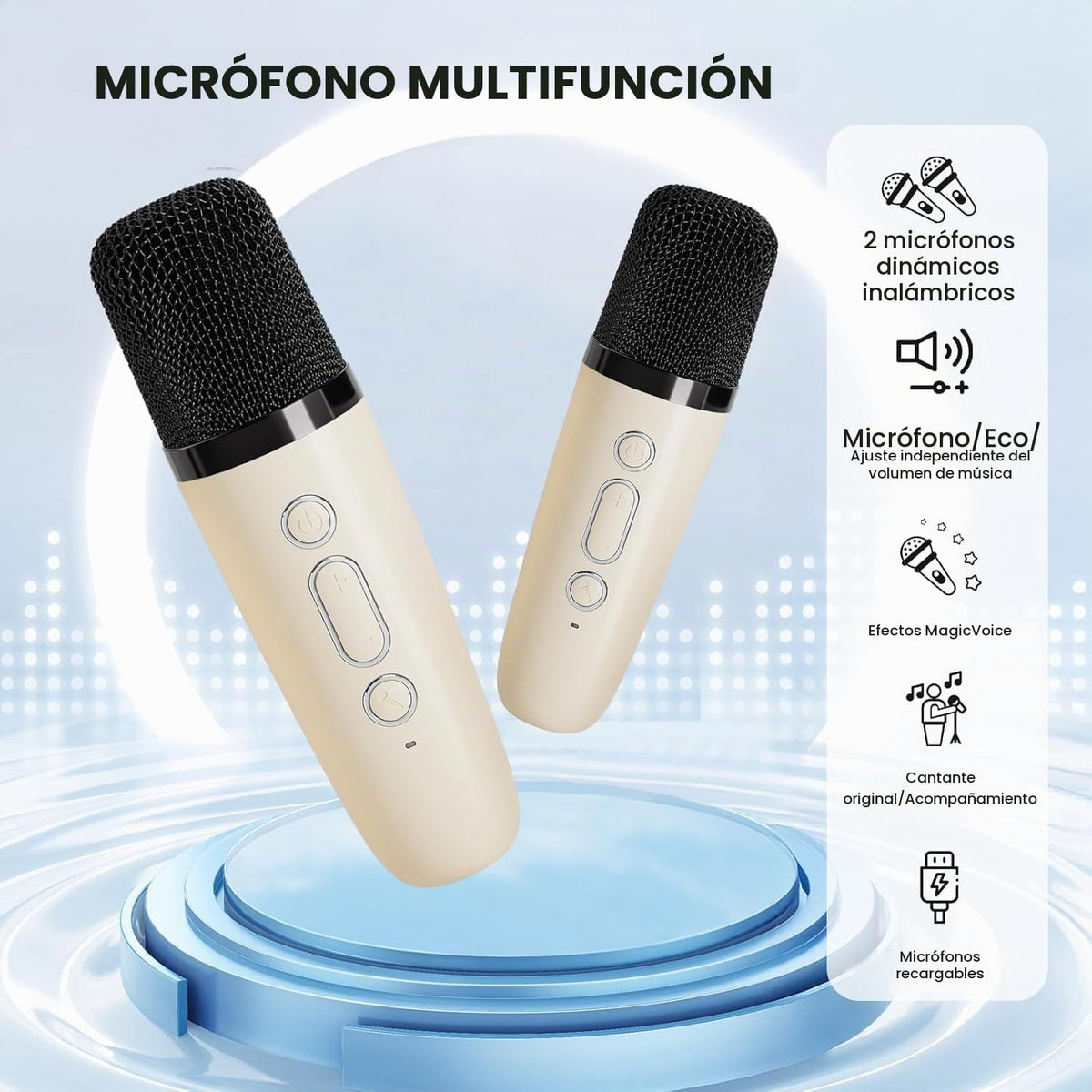 YLL Mini máquina de karaoke con 2 micrófonos inalámbricos, regalos...