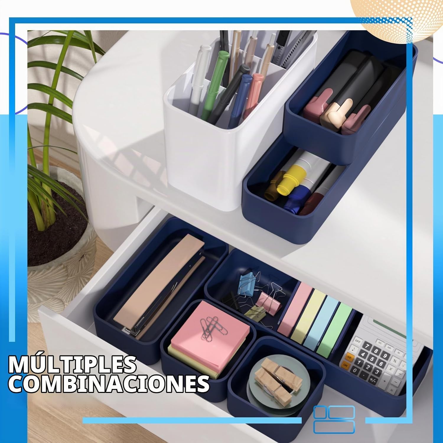 Juego de organizador de cajones apilables de 11 piezas, bandejas or...