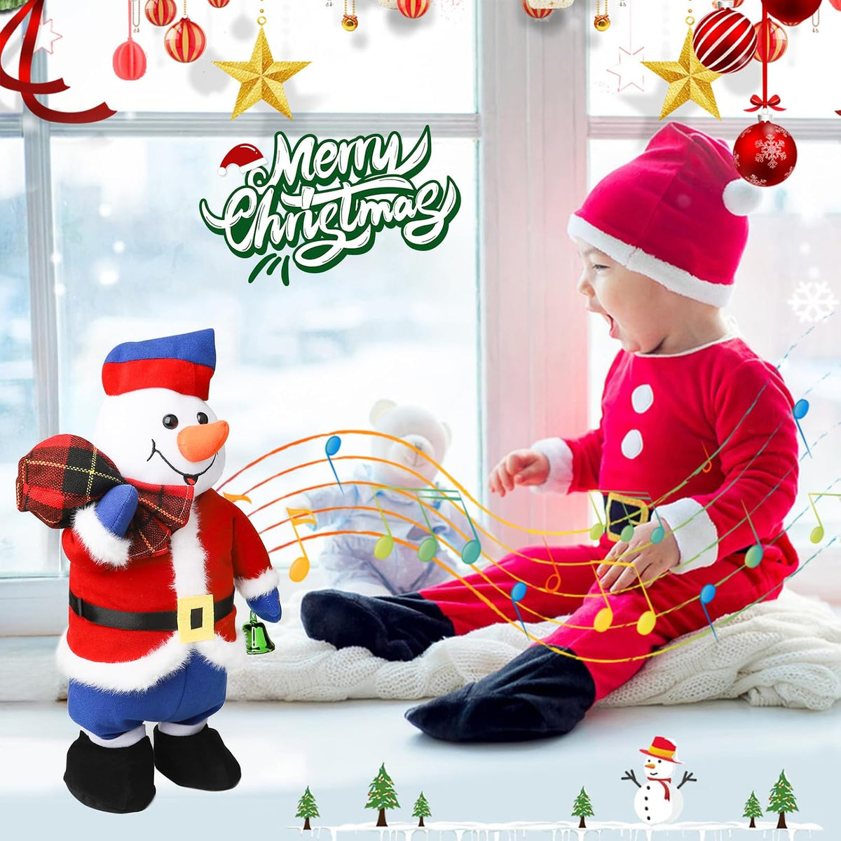 Peluche musical de Papá Noel cantante bailarín, versión de rock can...