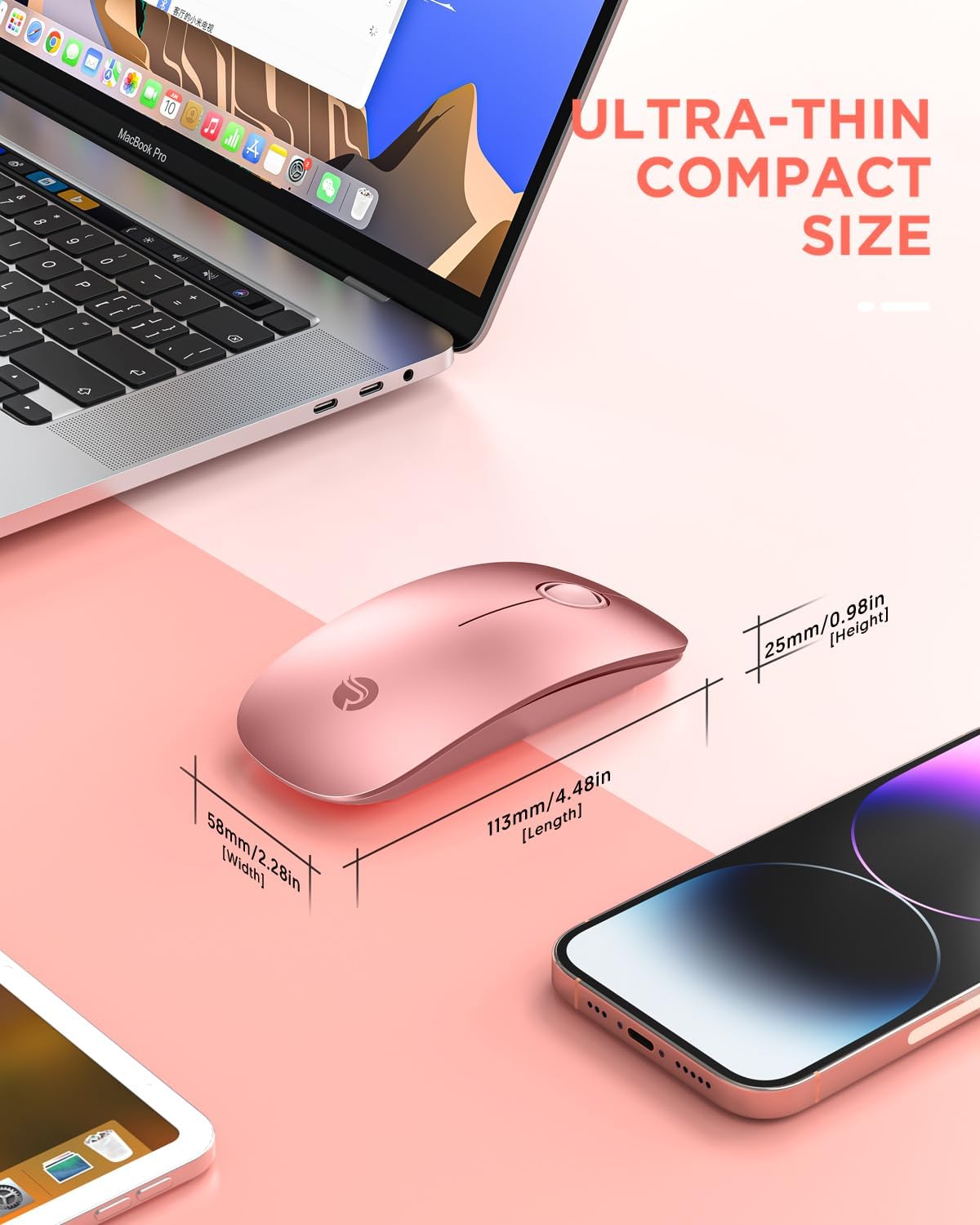 RAPIQUE Ratón inalámbrico Bluetooth (BT5.1+USB), doble conectividad...