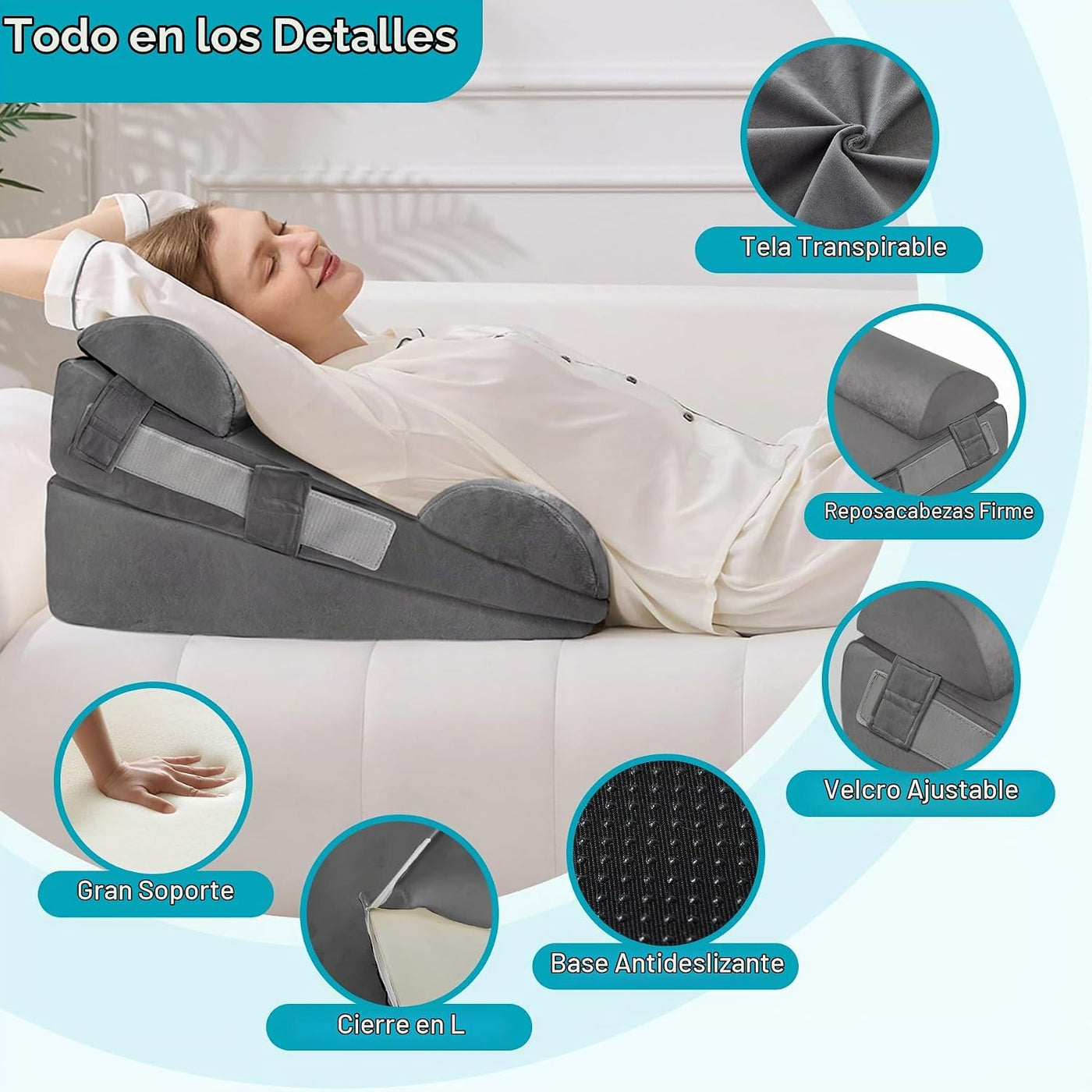 WGAKCED Juego de 4 almohadas de cuña para después de la cirugía, al...