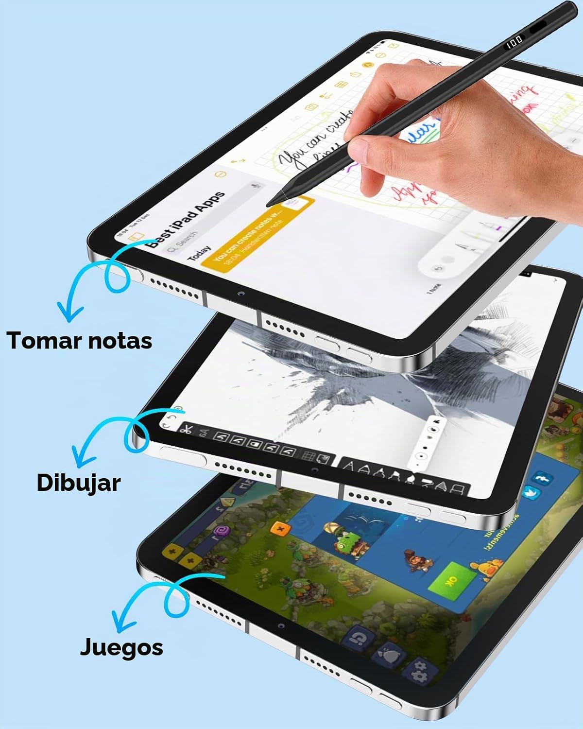 MoKo Stylus Pen para iPad 2018-2026, lápiz de carga USB-C con panta...