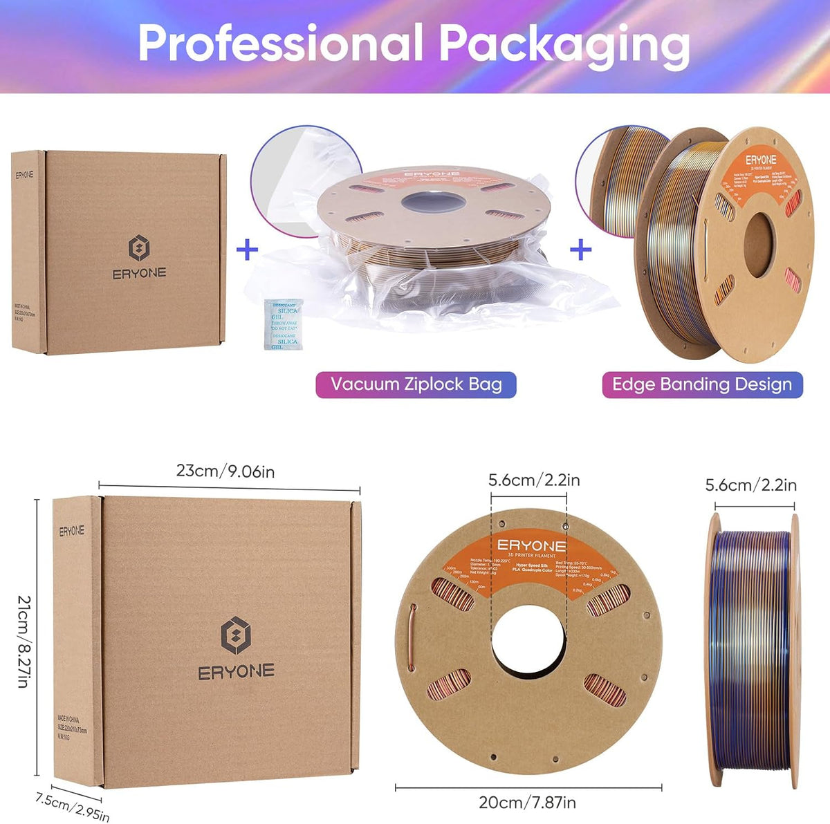 ERYONE HS Seda Cuádruple Color Filamento PLA para Impresora 3D de 0...