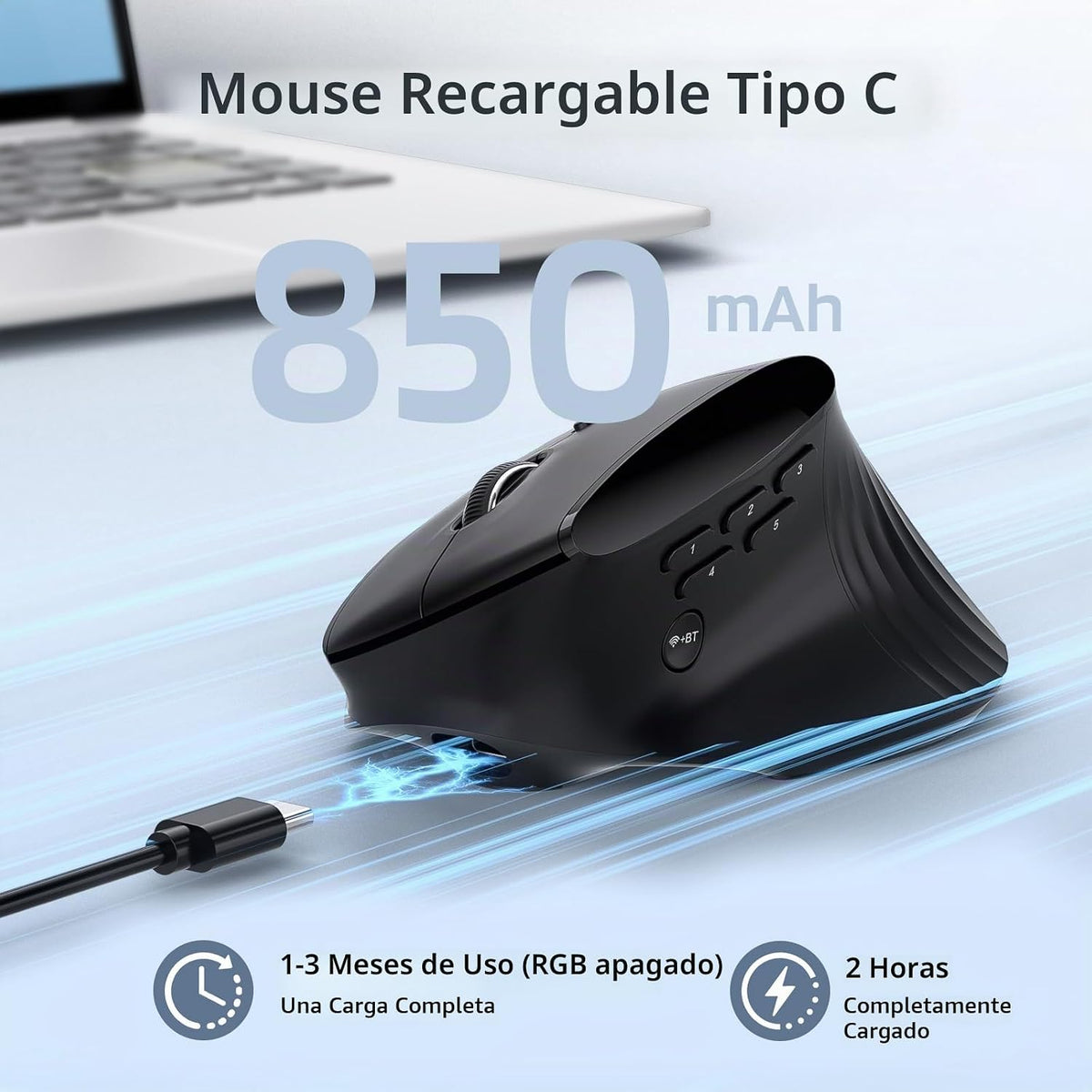 LTC GM051 Ratón ergonómico vertical inalámbrico \u2013 8K DPI óptic...