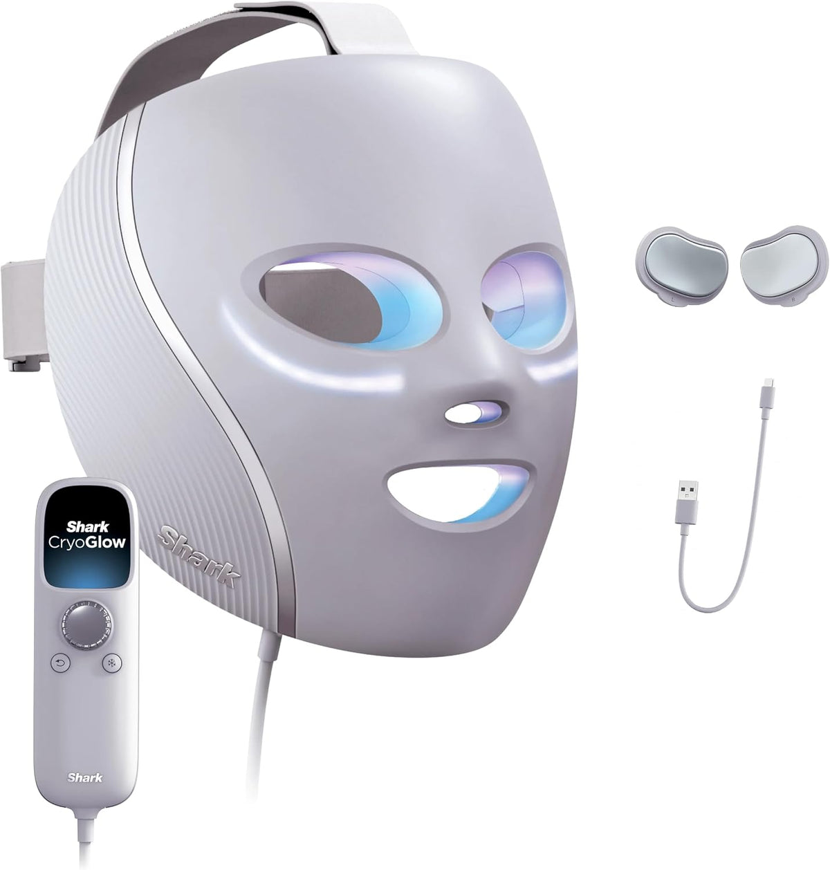 Mascarilla facial LED Shark CryoGlow, terapia de luz roja, enfriami...