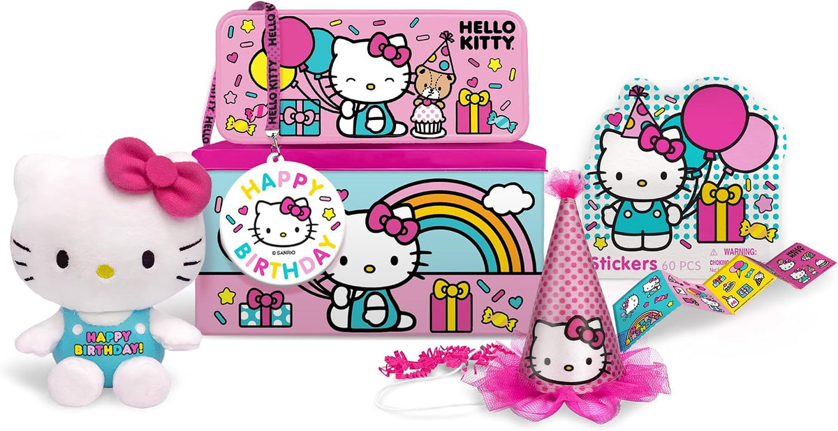 Megatoys Juego de regalo de fiesta de Hello Kitty: caja de lata, es...