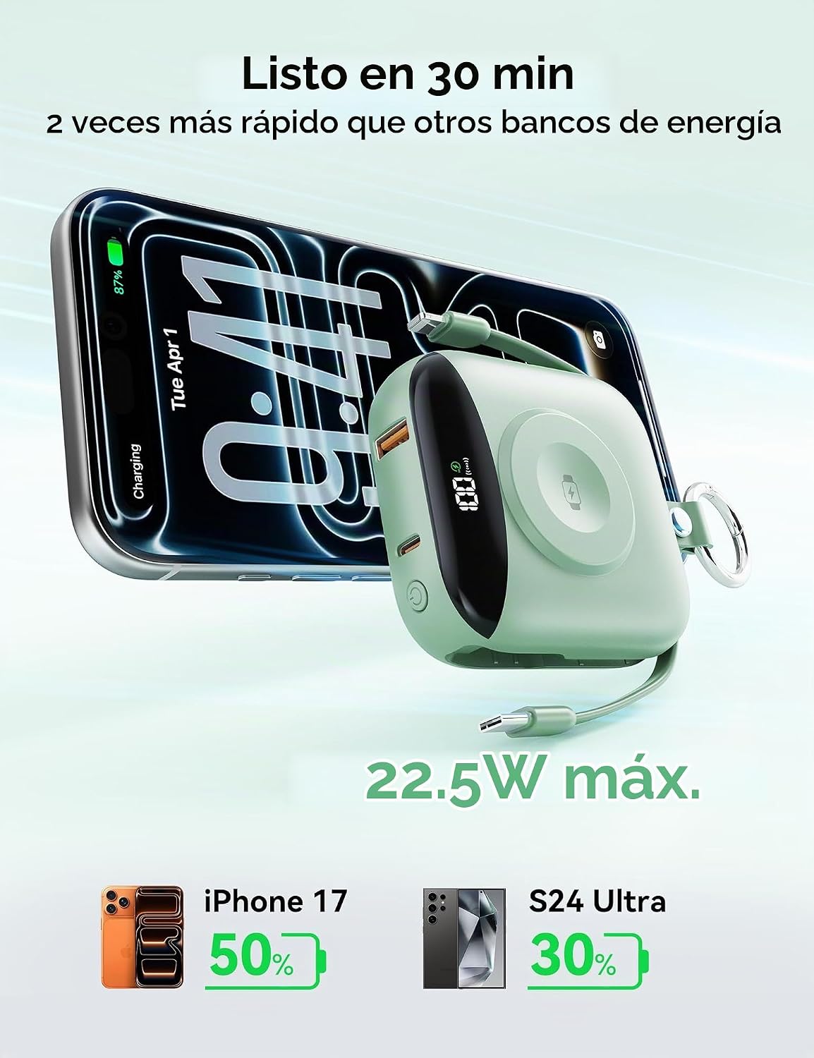 BLJIB Cargador portátil 10000mAh 22.5W Banco de energía incorporado...