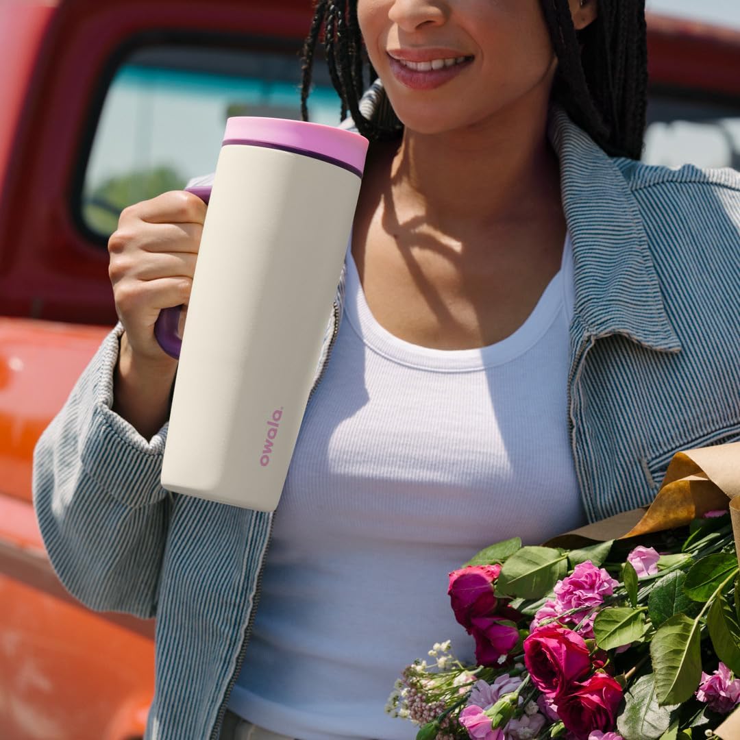 Owala SmoothSip Slider - Taza de viaje aislada de acero inoxidable...