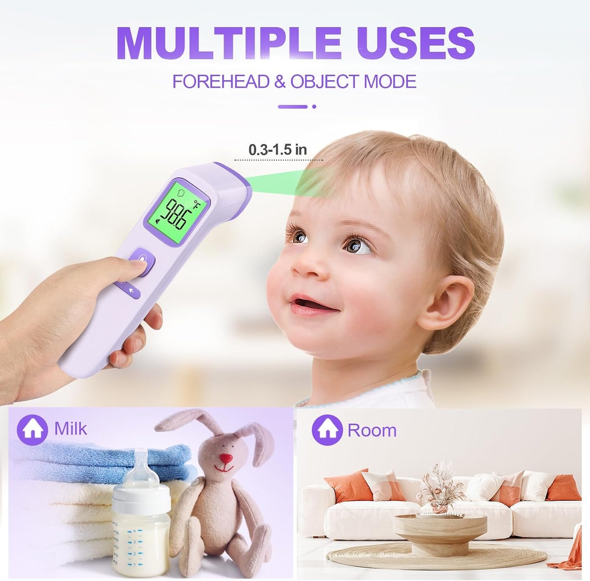Termómetro sin contacto para adultos, niños y bebés, precisión rápi...