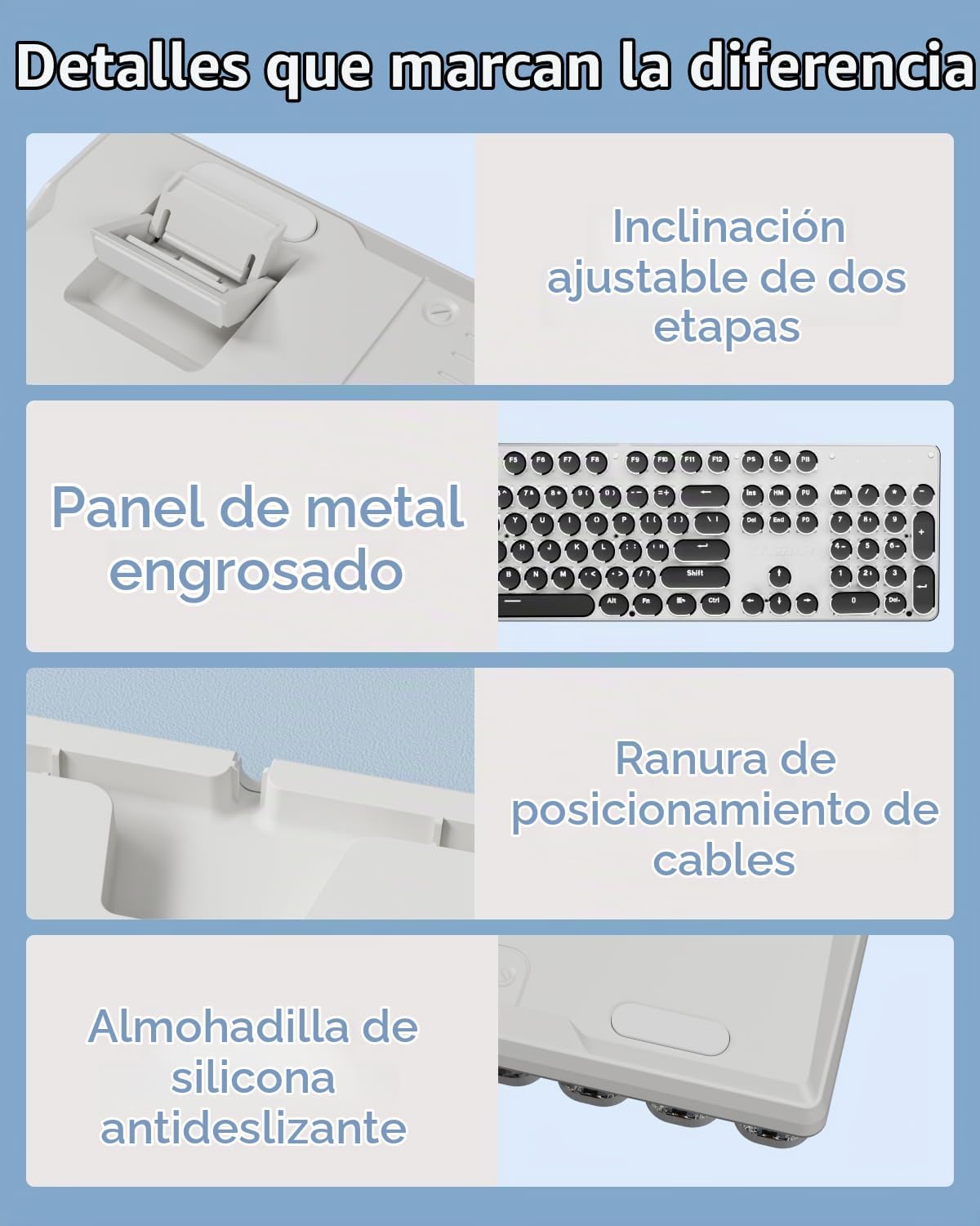 Teclado mecánico inalámbrico del estilo de la máquina de escribir c...