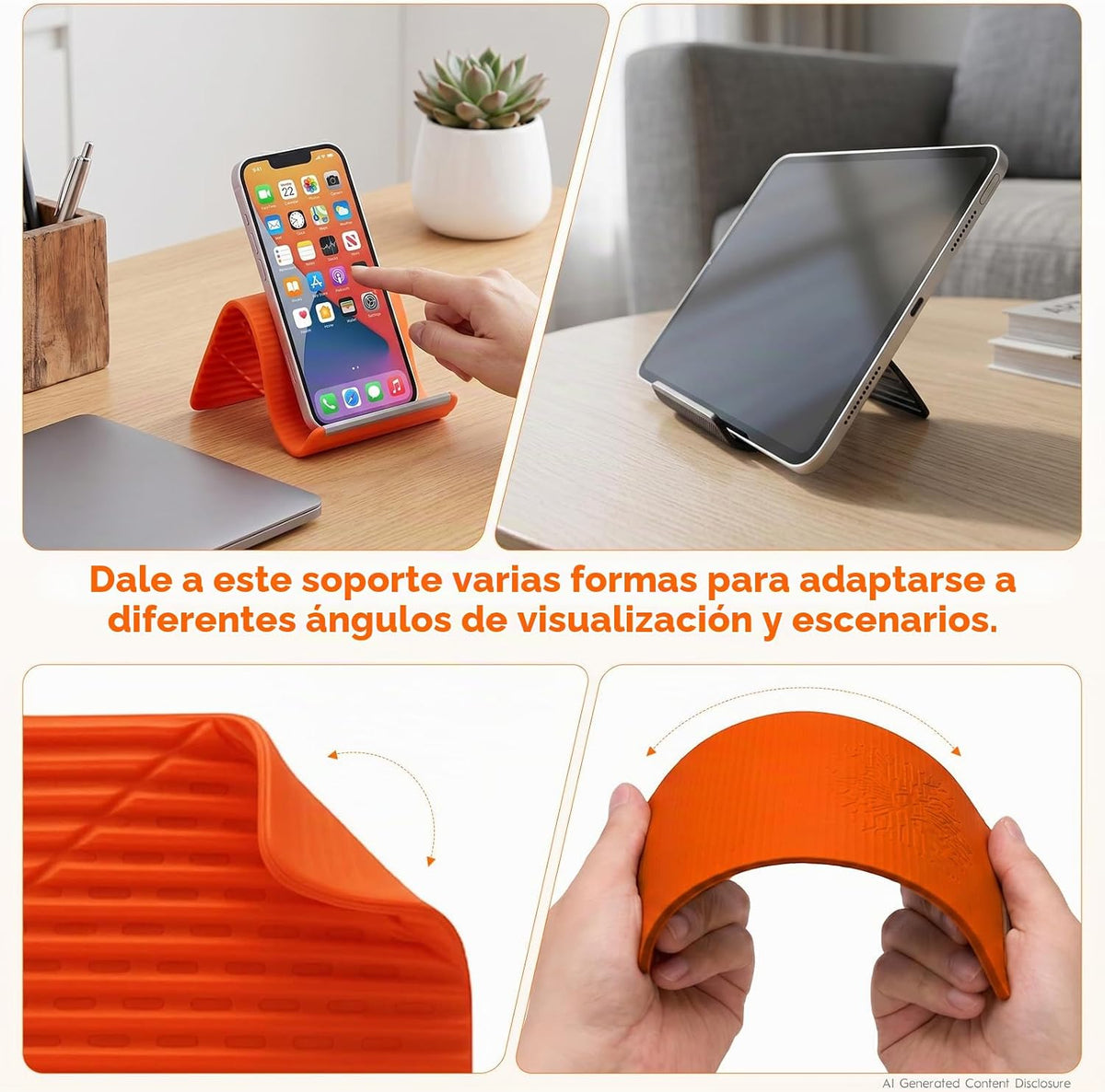 SINSETU Paquete de 2 soportes de silicona plegables ajustables para...