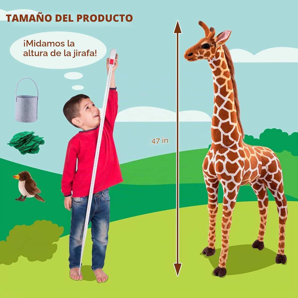 OHKIDS Juego de animales de peluche de jirafa grande de 47 pulgadas...