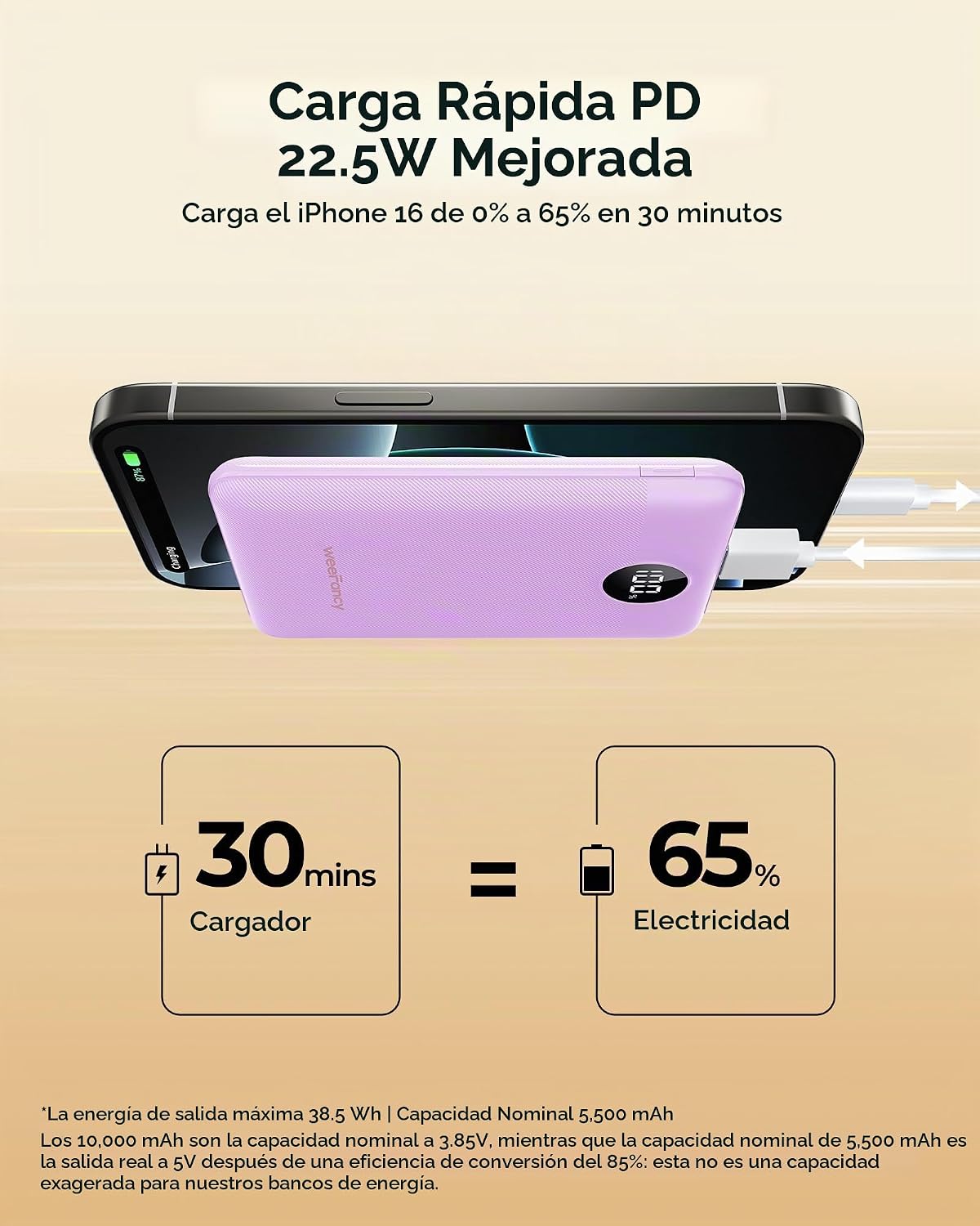 Pequeño cargador portátil 10000mAh 20W Mini banco de energía de car...