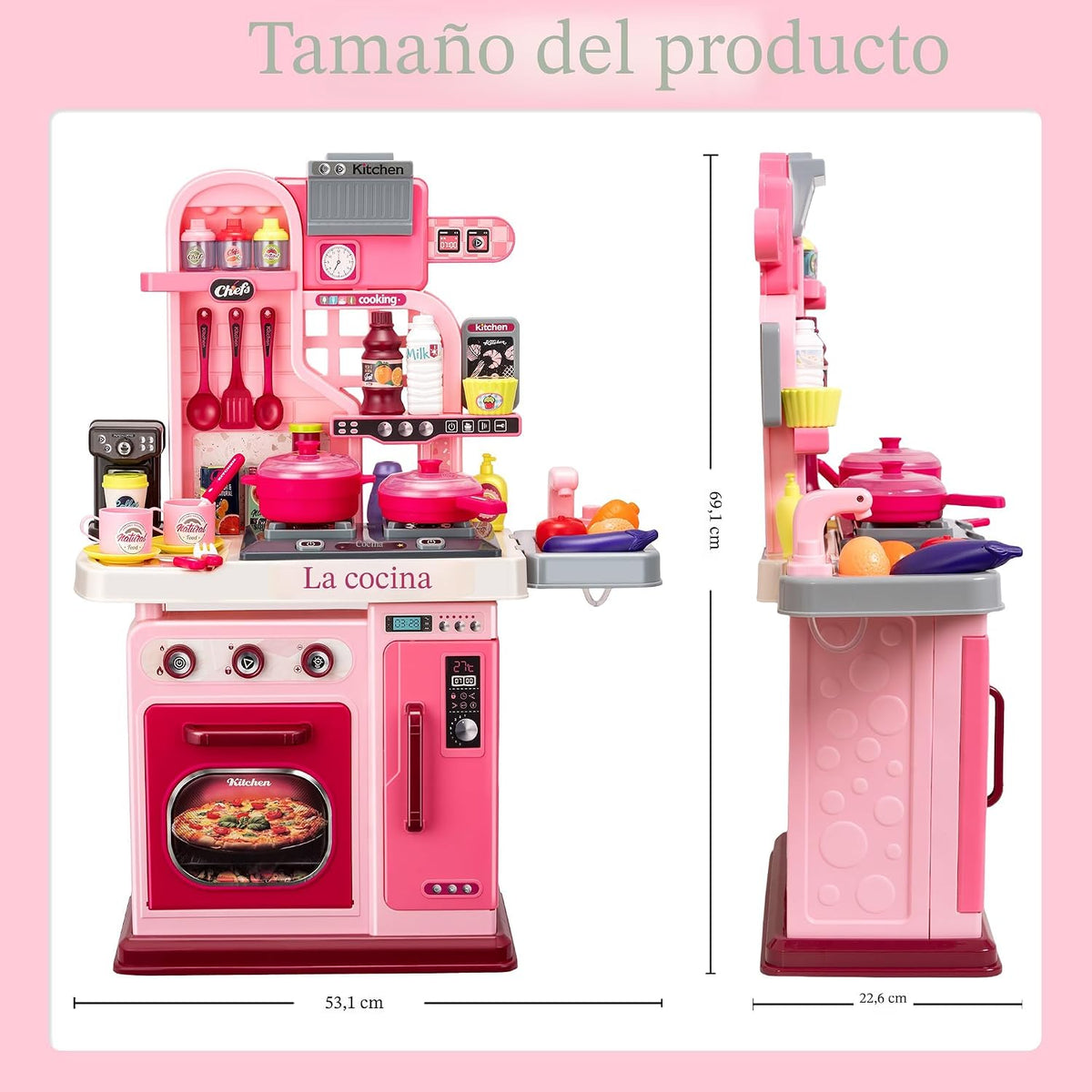Juego de cocina para niños, cocina, fregadero, horno, luces y sonid...