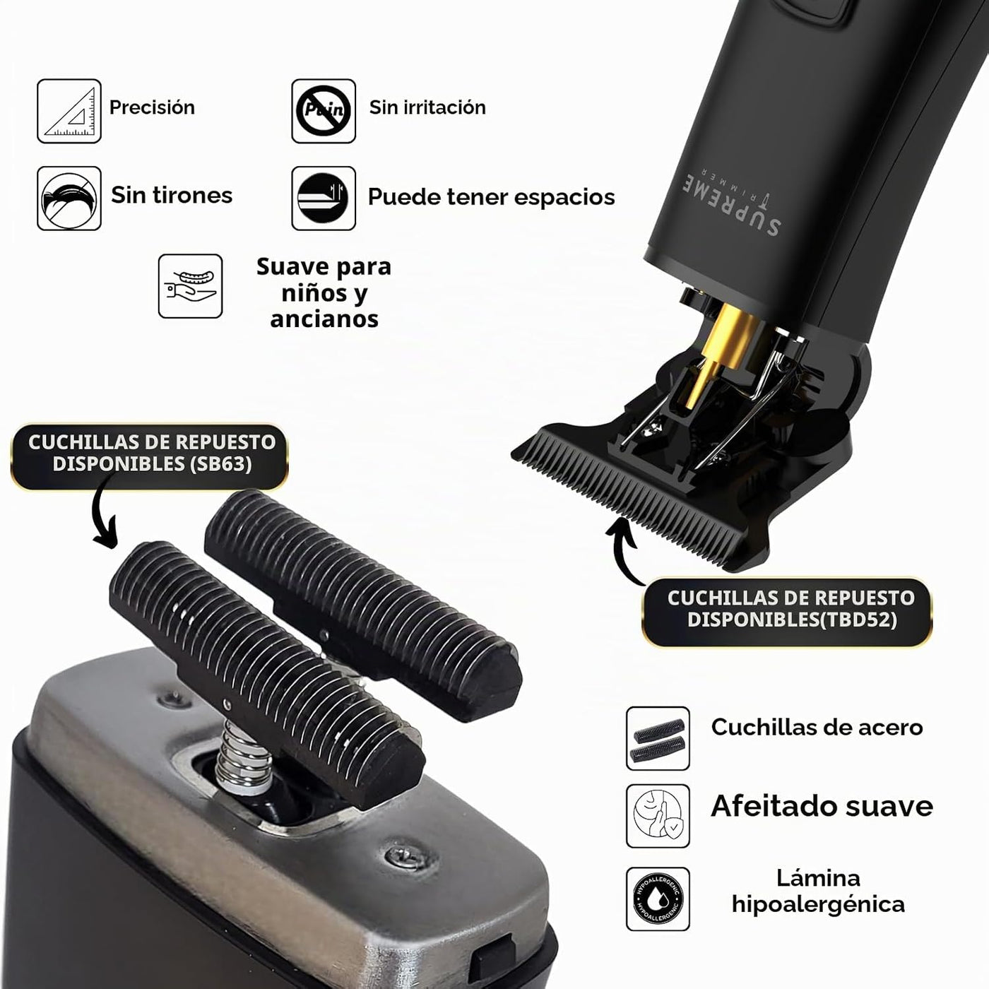 Supreme Trimmer 2-en-1 T-Shaper Recortadora y Afeitadora de Espuma...