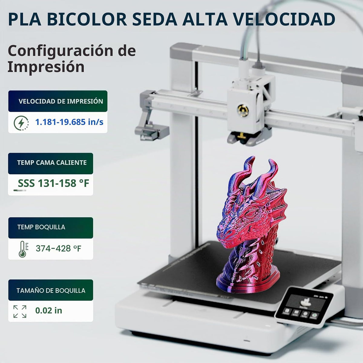 ERYONE Filamento de ácido poliláctico (PLA) de seda bicolor para im...