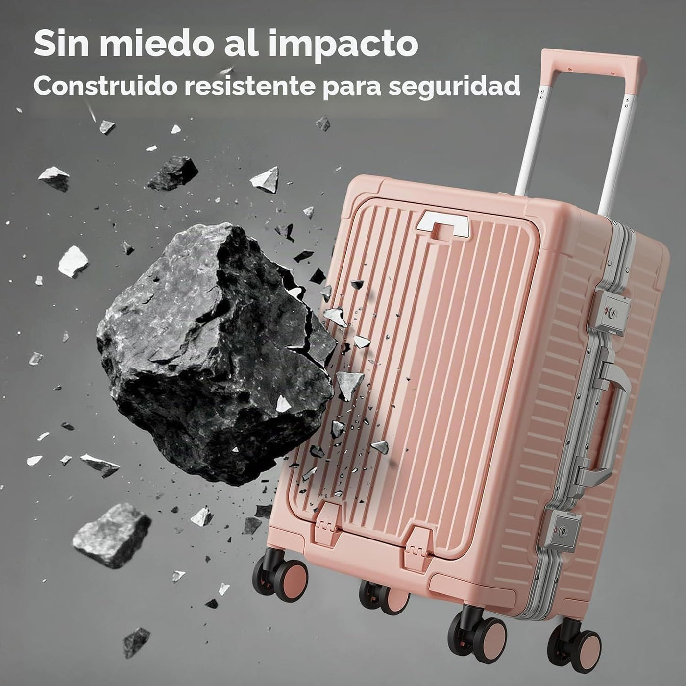 cllson Equipaje de mano con marco de aluminio con portavasos, malet...