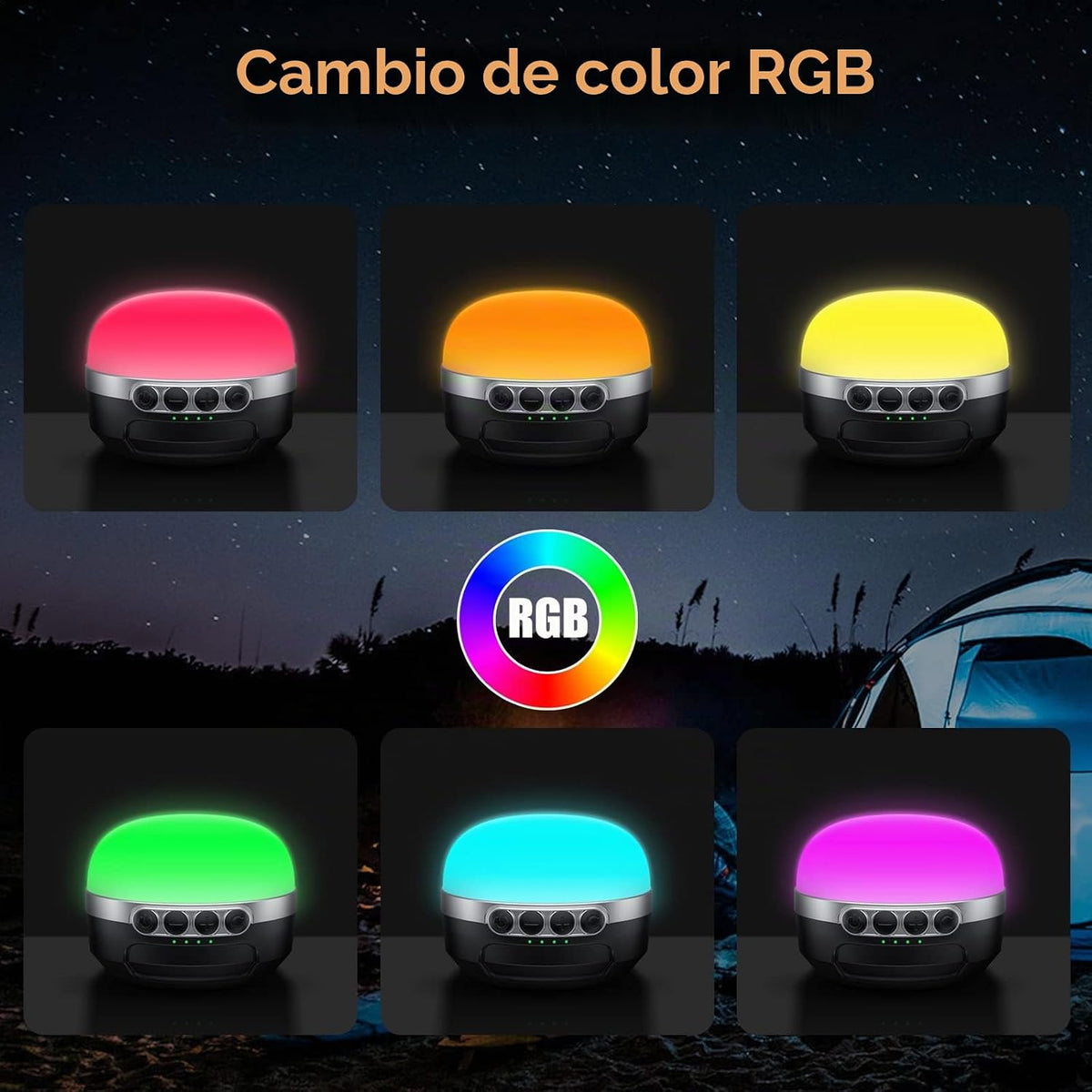 ZMNT Linterna LED de camping recargable 1400LM, hasta 420H de tiemp...