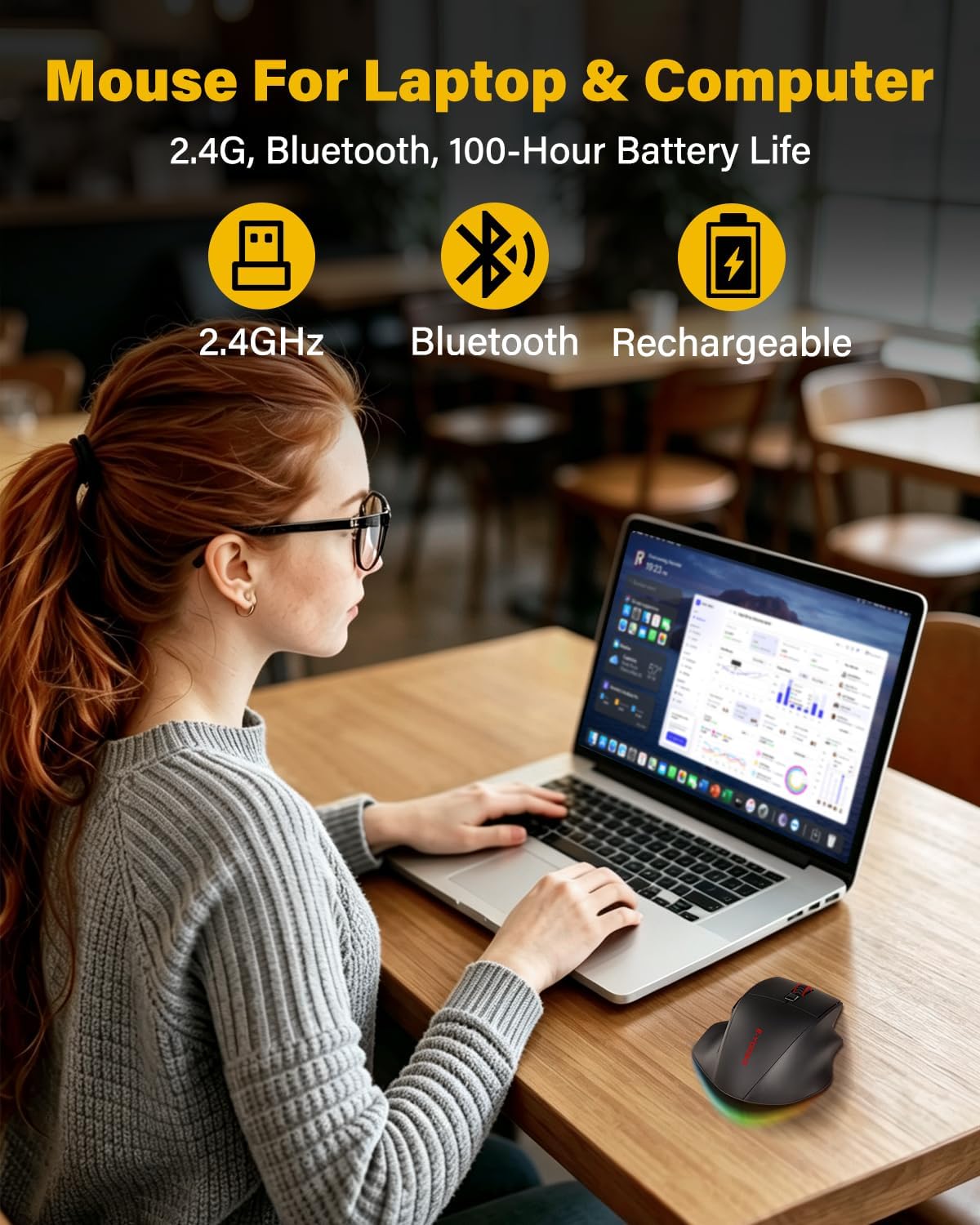 E-YOOSO Ratón ergonómico X54, Ratones inalámbricos y Bluetooth reca...