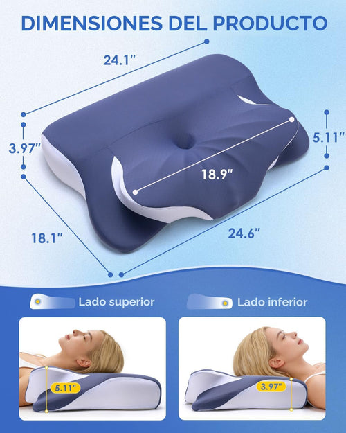 Almohada cervical ergonómica, doble cara cuello y hombro, alivio de...
