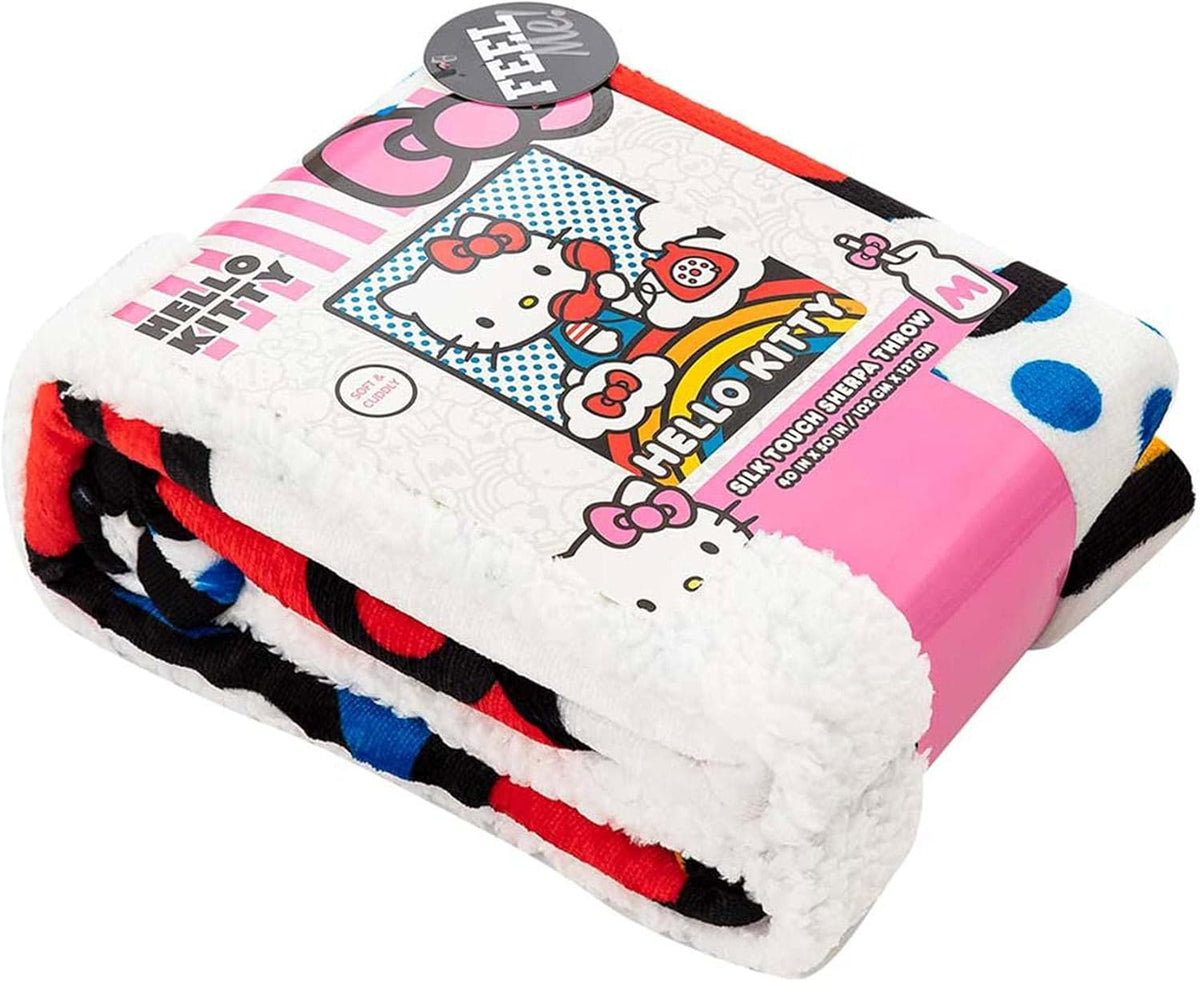 Northwest Hello Kitty Manta de Tiro Sherpa Silk Touch, Suave y Cáli...