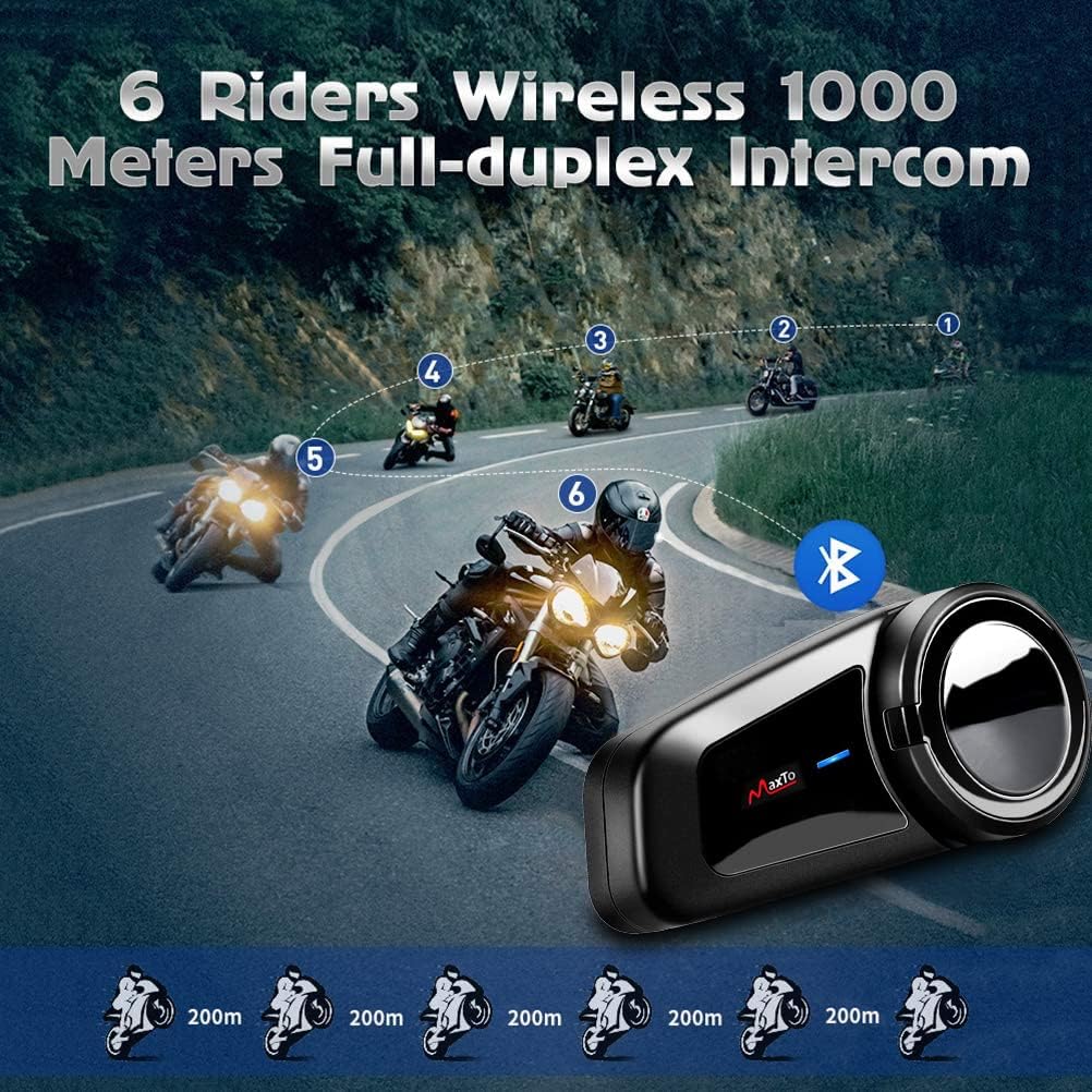 QSPORTPEAK Casco de motocicleta Bluetooth Intercomunicación Auricul...